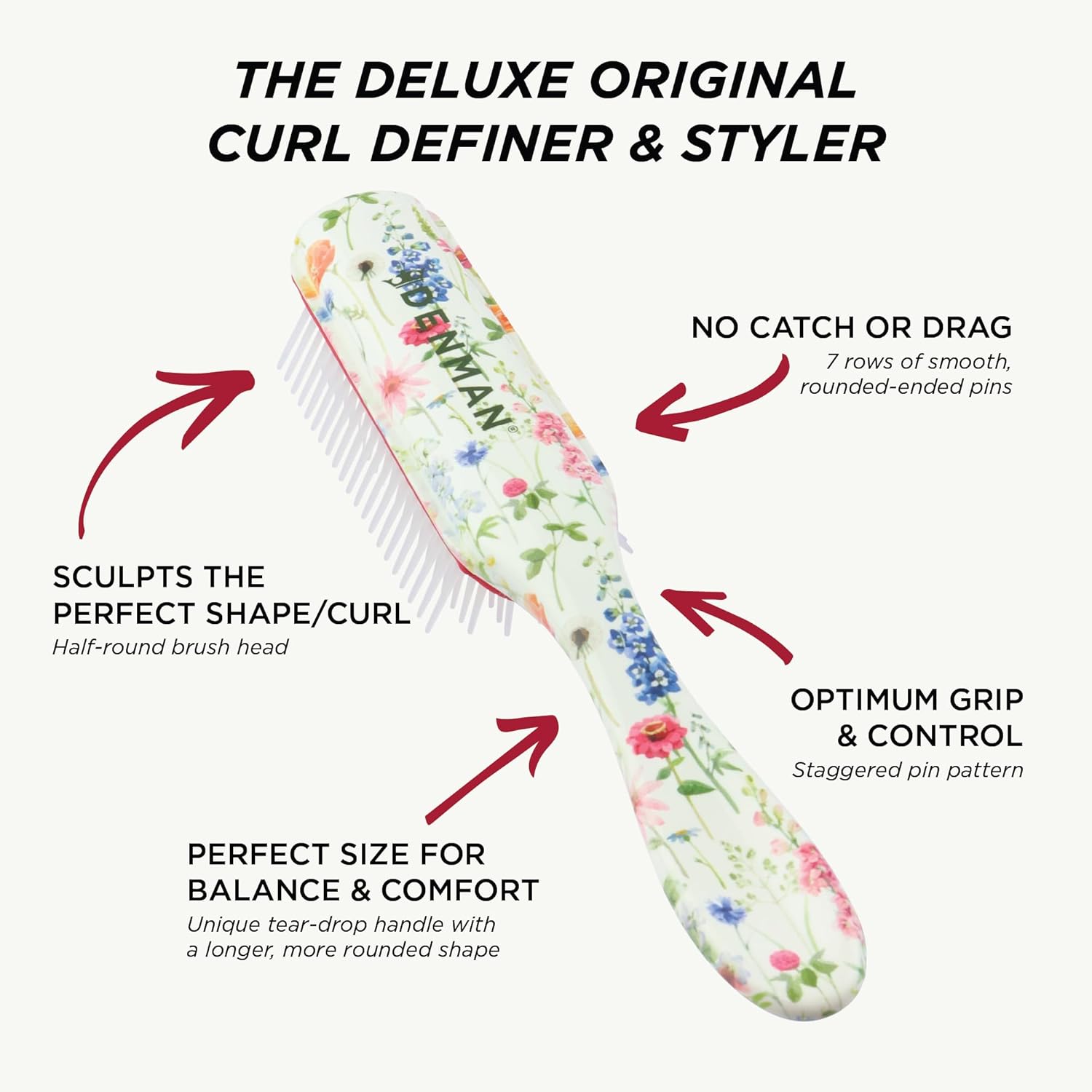 Denman D3 Original Curl Definer & Styler, Curly Hair Brush for Women & Men – 7 Row Detangling & Curl Defining Brush for Smooth Defined Curls - a precision Styling Brush for straight hair - Image 6