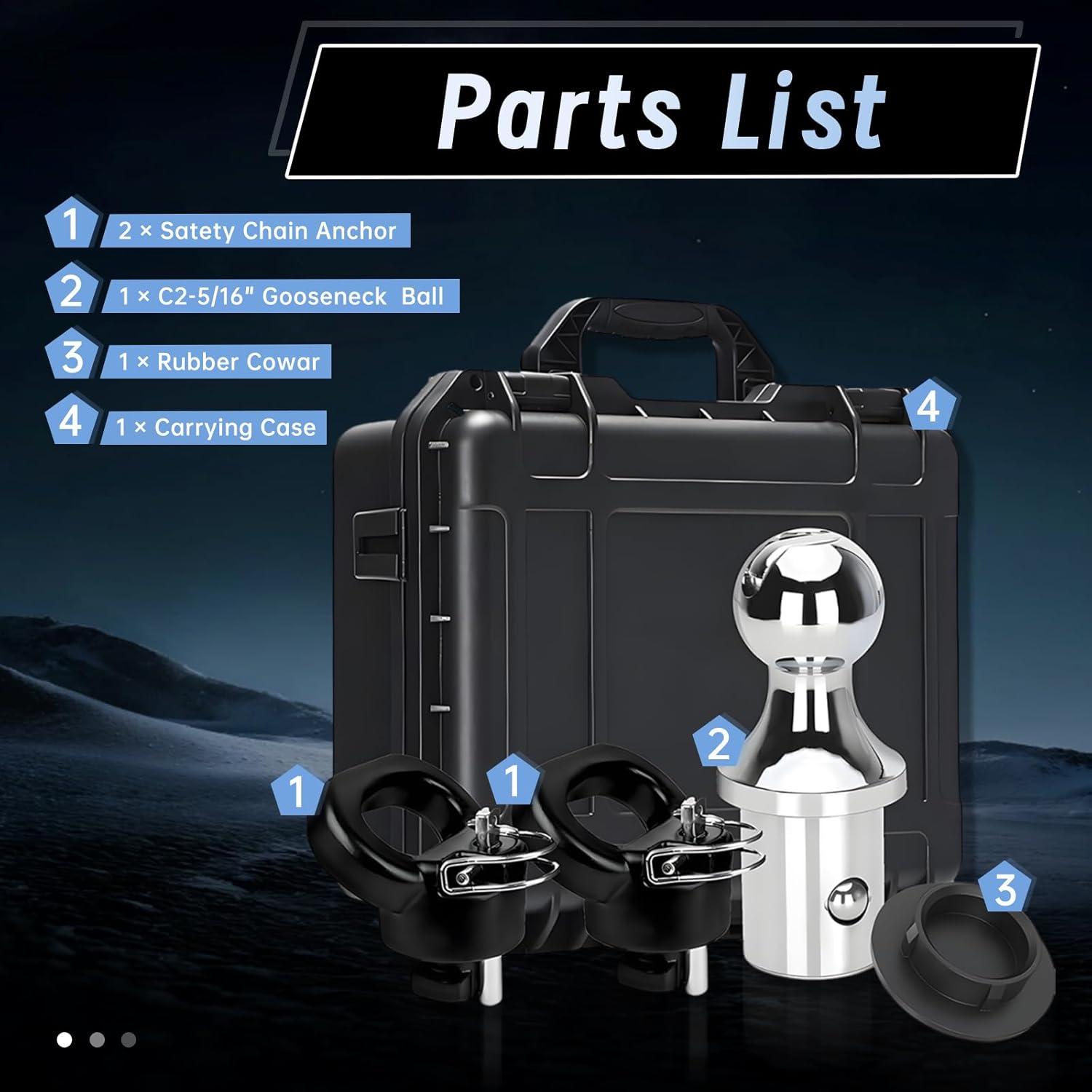 60618 Gooseneck Hitch Ball Kit - Compatible with 2013-2023 RAM 2500/3500 5.7L - 2-5/16 Inch 30000 lbs Capacity with Safety Chain Anchors