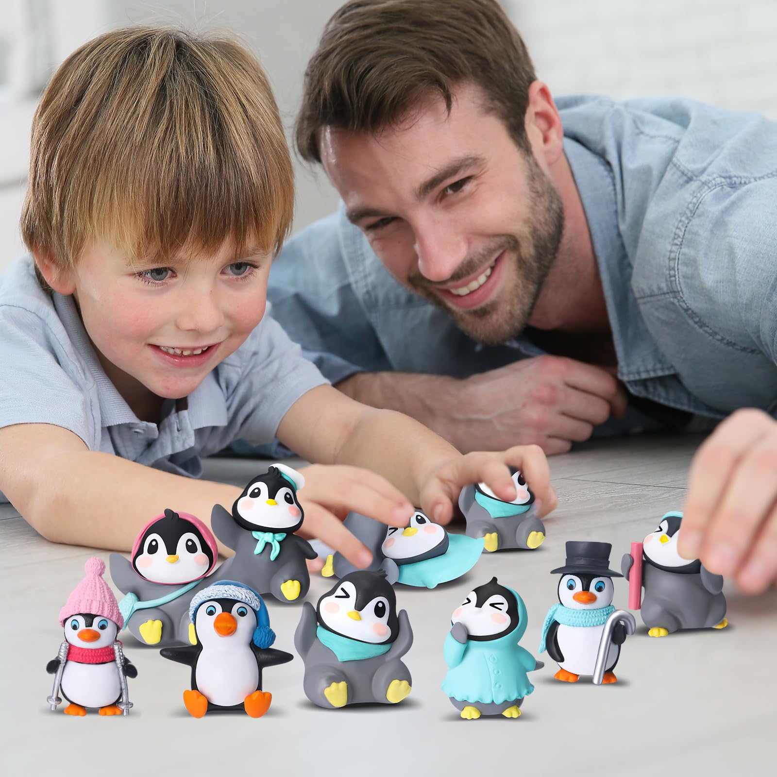 Macarrie 50 Stück Pinguin-Figuren, niedliche Pinguin-Charaktere, Spielzeug, Arktis-Mini-Pinguin-Figuren, Sammlung, Spielset, Winter, kleine Cartoon-Pinguin-Kuchenaufsatz, für Jungen, Mädchen,