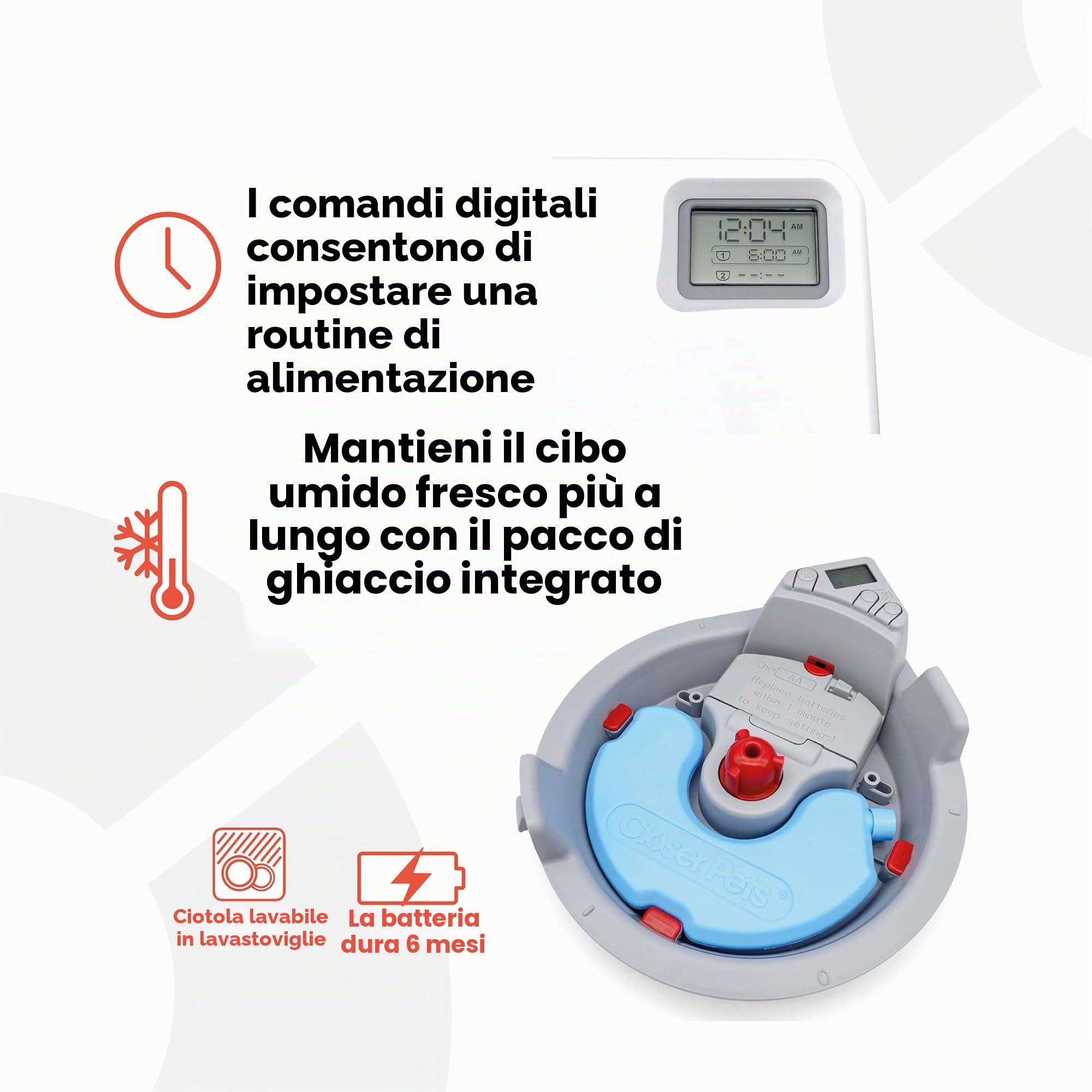 Cat Mate C300 Ciotola per dosaggio Automatico dei 3 pasti, con Timer Digitale, per Gatti e Cani di Piccola Taglia