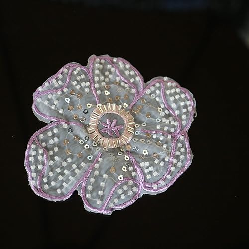 Miniatura 7 de 3 unidsset de cuentas elegantes de moda bordado flor encaje apliques para vestido de novia DIY coser parches florales bordados para ropa parches