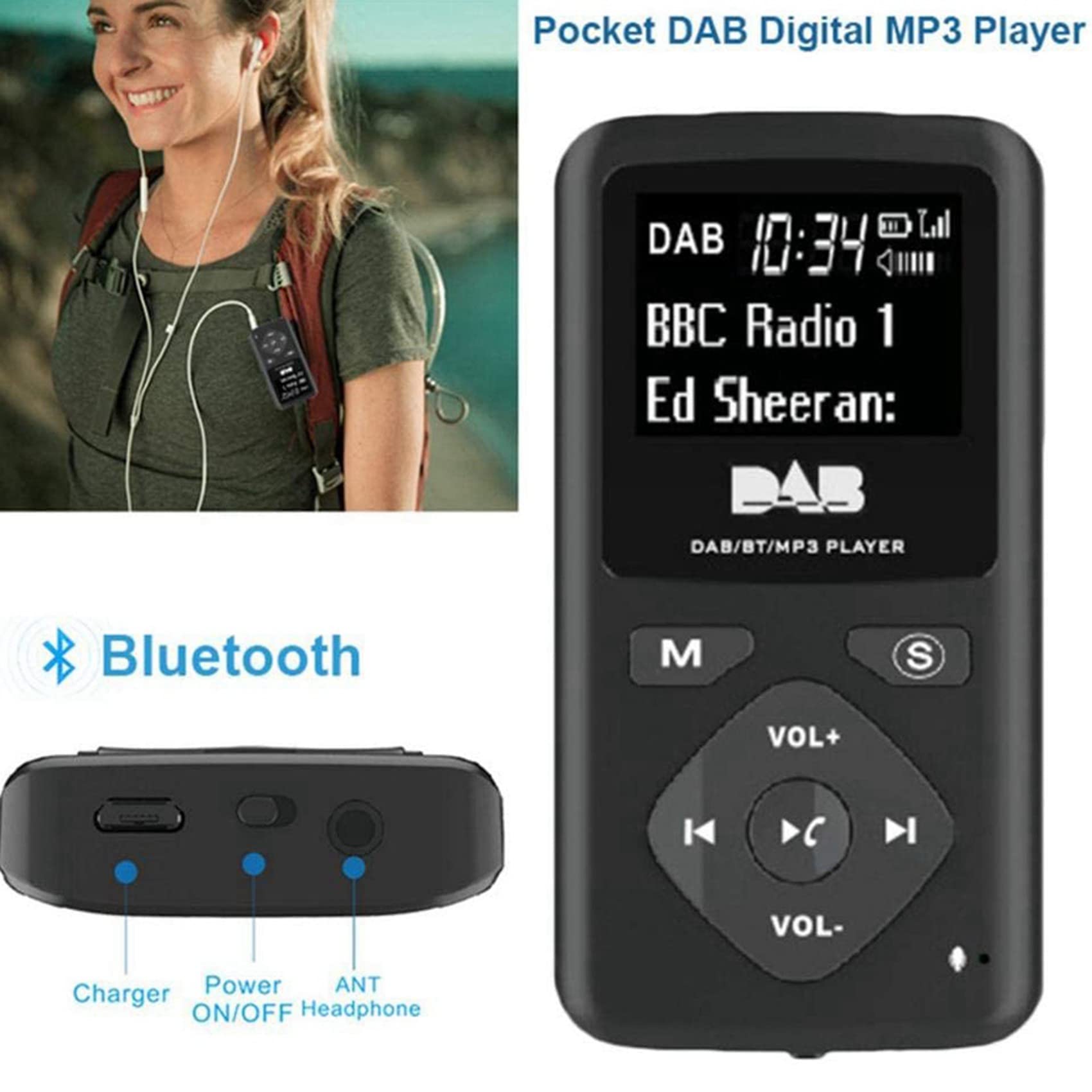 2X Radio Digital/Bluetooth 4.0 Bolsillo Personal FM Mini Radio Portátil Auricular MP3 Micro-USB para El Hogar