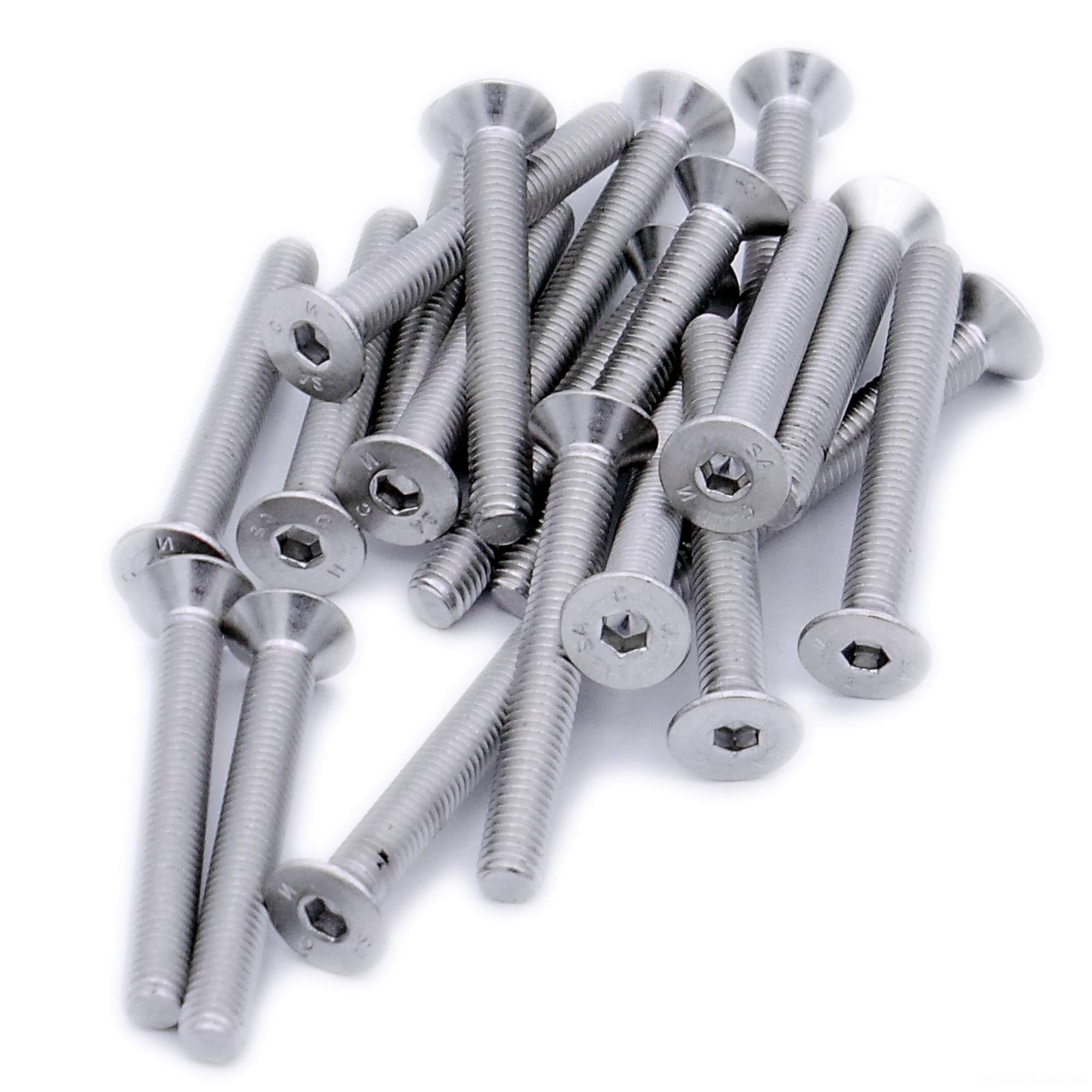 Singularity Supplies Silver M4 (4Mm X 10Mm) Hex Socket Countersunk Machine Screw (Bolt) - Stainless Steel (A2) (Pack Of 20)