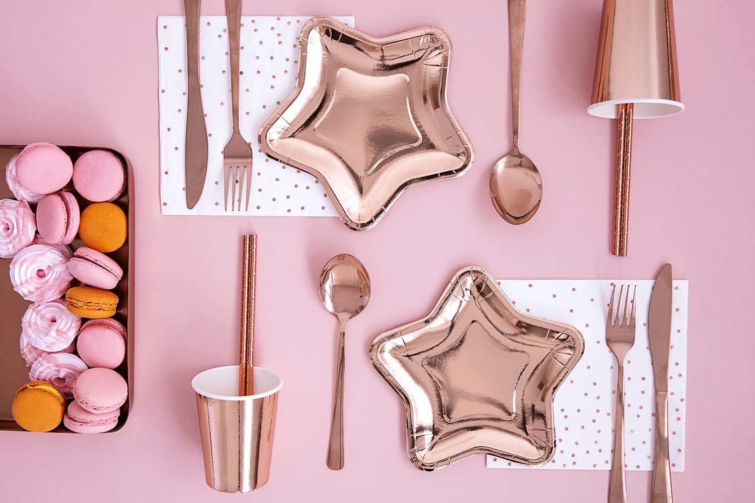Paper Plates Star 18 cm Set of 6 Party Plates Disposable Plates Party Tableware Children's Birthday Rose Gold Plates Stars Rose Gold 18 cm Pack of 6