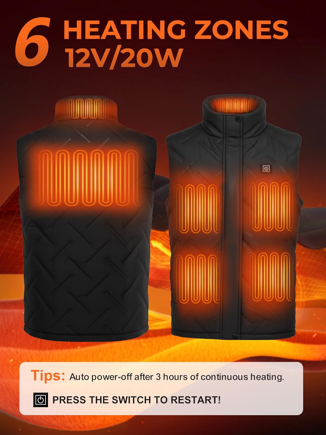 Heated Vest for Men with 12V 15000mAh Battery Pack Lightweight Rechargeable Warming Vest for Winter Outdoor - Image 3