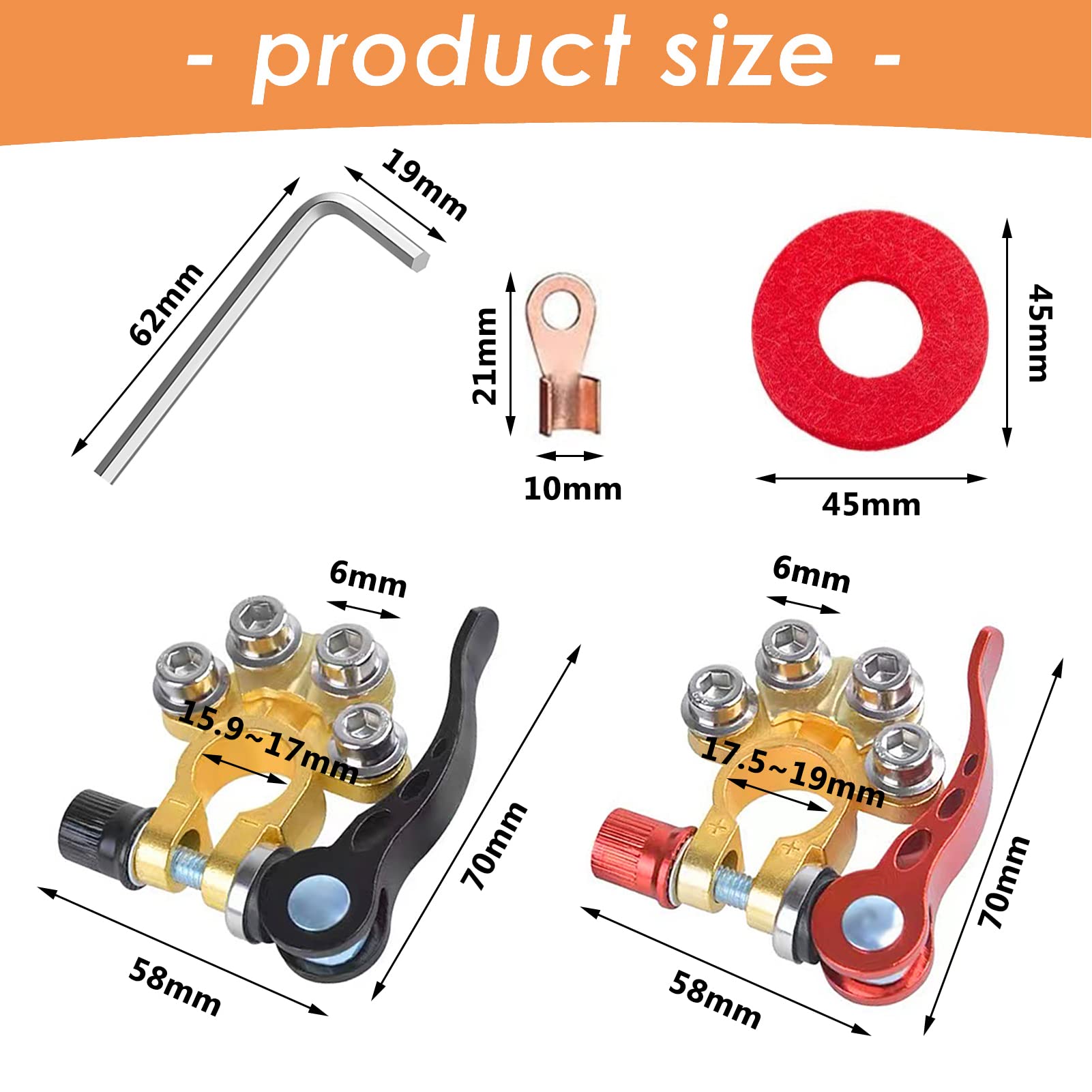 Connettore Rapido Per Batteria Auto 175A - Kit 4 Pezzi Con Terminali, Per Auto, Camper E Station Wagon
