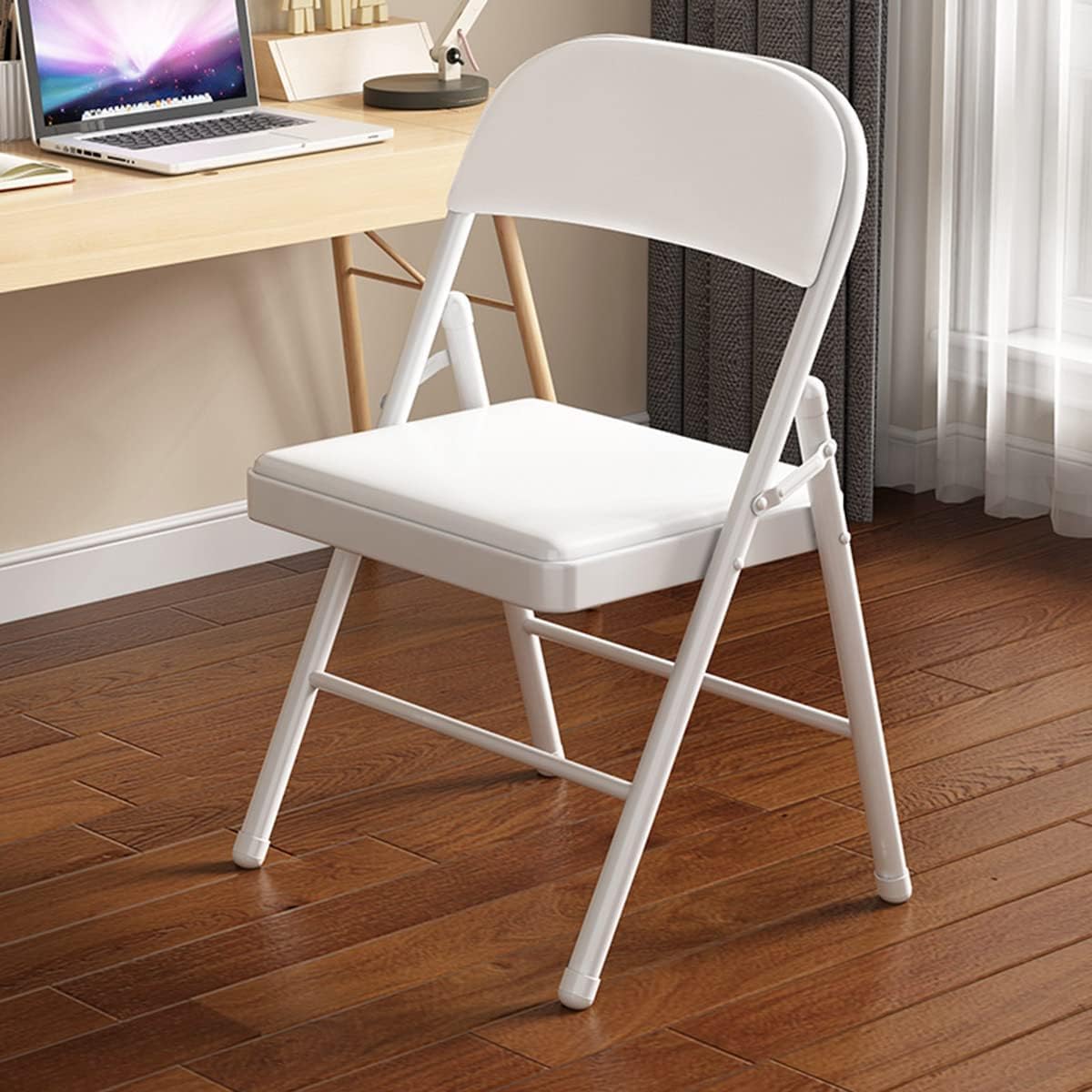 Genérico Taburete Plegable Portátil, Capacidad De Carga De 136 Kg (300 Lbs), Estructura De Acero, No Requiere Montaje, Apilable, Apto para Uso En Interiores Y Exteriores (White)
