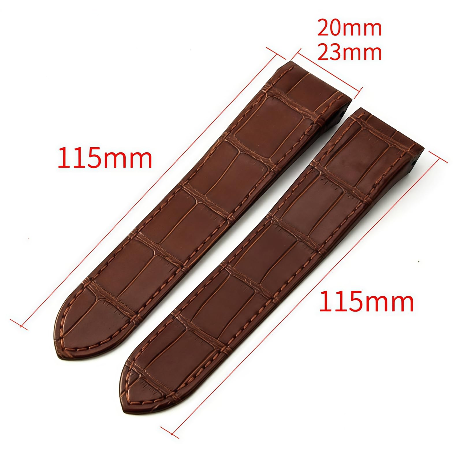 Correa de Reloj de Cuero Auténtico Hebilla con Botón de Acero Inoxidable Correa de Repuesto para Cartier Santos Series-Marrón + Oro 20mm