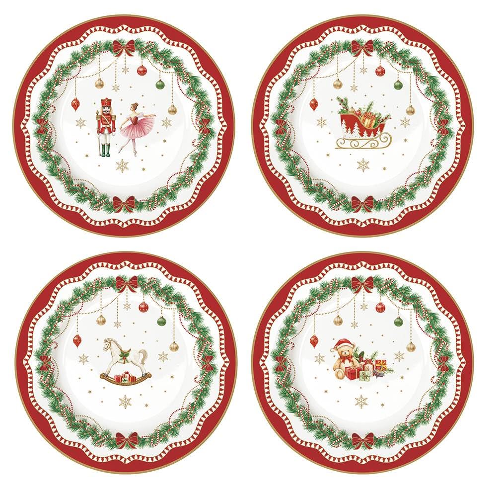 Easy Life MNOE1100 Lot de 4 assiettes Magie de Noel 19 cm