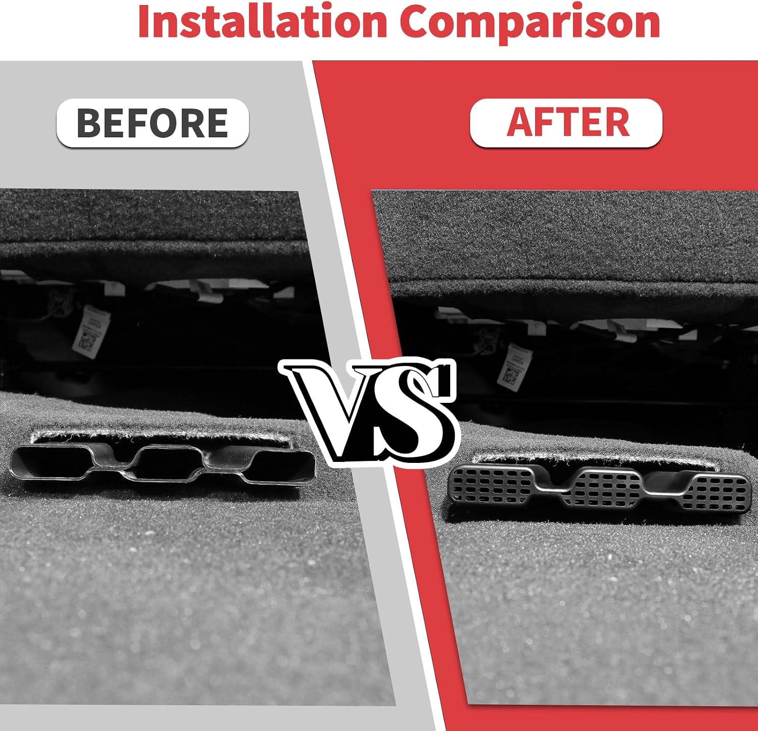 Jimen Fit for Dodge Ram 2018-2023, 2PCS Rear Under Seat Air Vent Protector Cover Interior Black Accessories