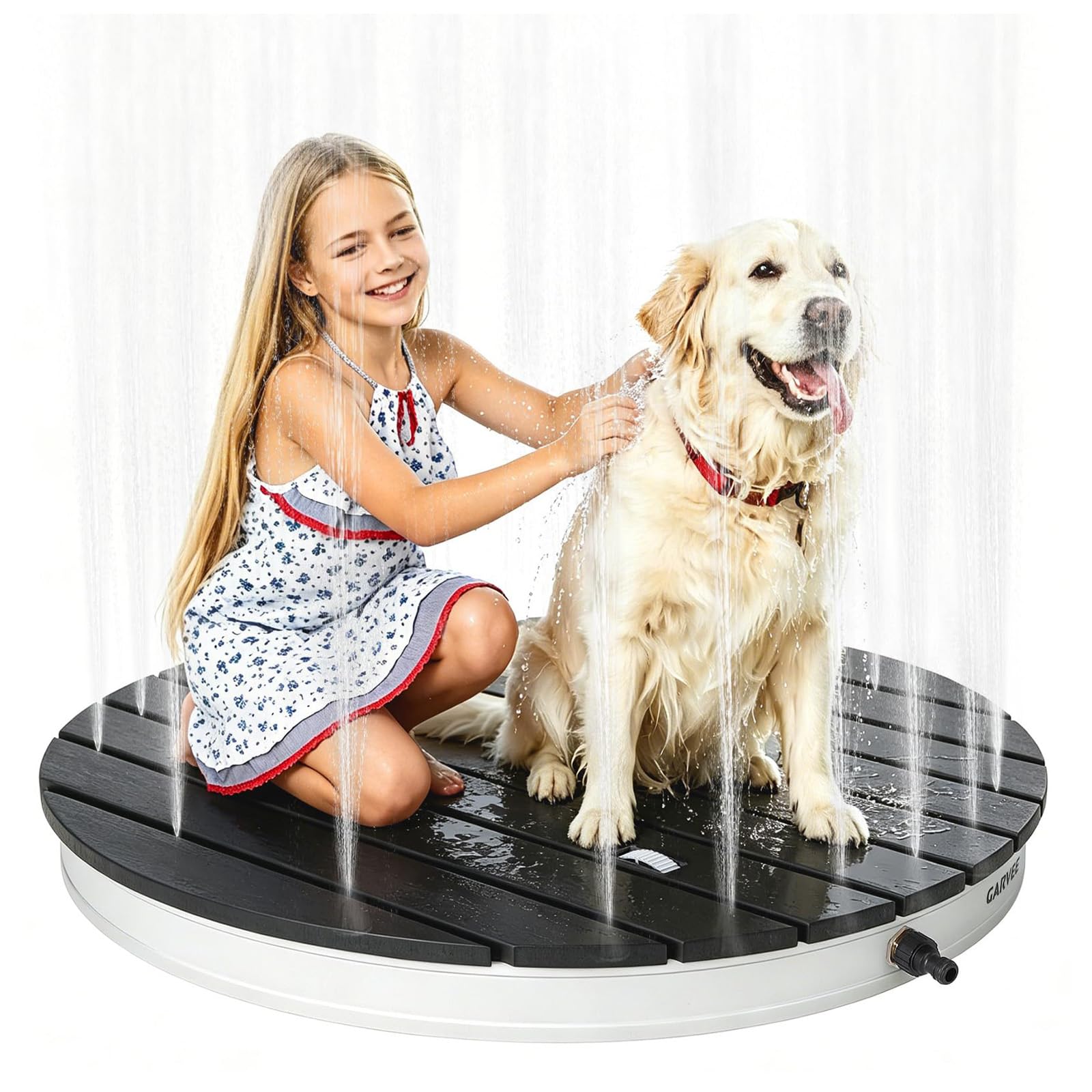 AffinityFurn Portable Outdoor Shower Kit, Garden Shower, 4.5M Adjustable Fountain Height,Outside Shower Kit, Foot Pedal Water Control, Weatherproof, Outdoor Shower Stand for Pool and Spa, Black