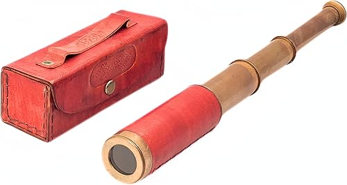 Miniatura 8 de Caja de cuero marítima Telescopio Londres 1920 Era Maritime Vintage Funcional Spyglass Sailor Instrumento - Hecho a mano