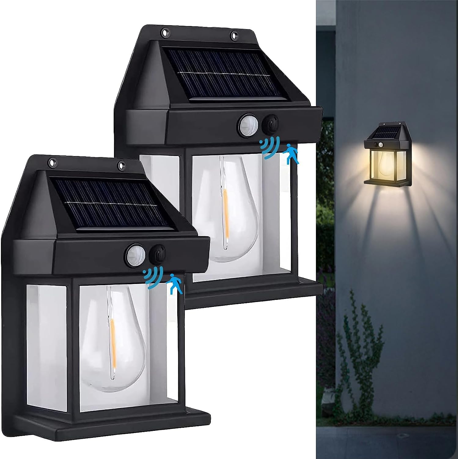 TECH LOGO ELECTRONICSTECH LOGO ELECTRONICS 2024 New Outdoor Solar Wall Lamps for Home Decoration Solar Automatic Sensor Lights Outdoor led Wall lamp (2 Bulb)
