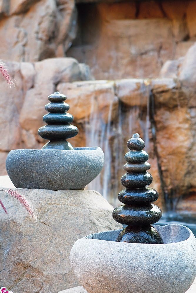 Garden Age Supply Septuple Rock Cairn Tabletop Water Fountain, Seven Rock Fountain Perfect for Indoor Decoration
