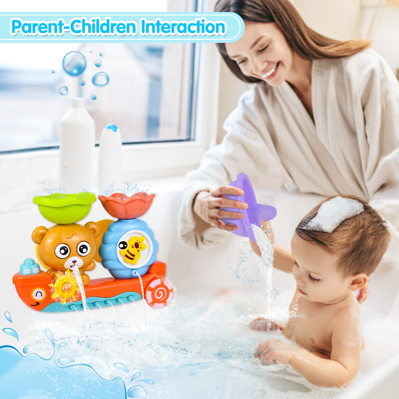 Juguetes Para La Bañera Con Ventosas - Oso Y Abeja Interactivos, Incluye Pala De Agua Para Niños 2-5 Años Juguetes Para La Bañera Con Ventosas - Oso Y Abeja Interactivos, Incluye Pala De Agua Para Niños 2-5 Años