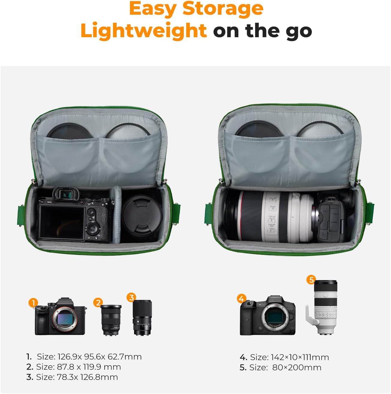 K&F CONCEPT Camera Sling Bag Small Crossbody Camera Case DSLR/SLR/Cute Compact Shoulder Photography Bags for Photographers-Green