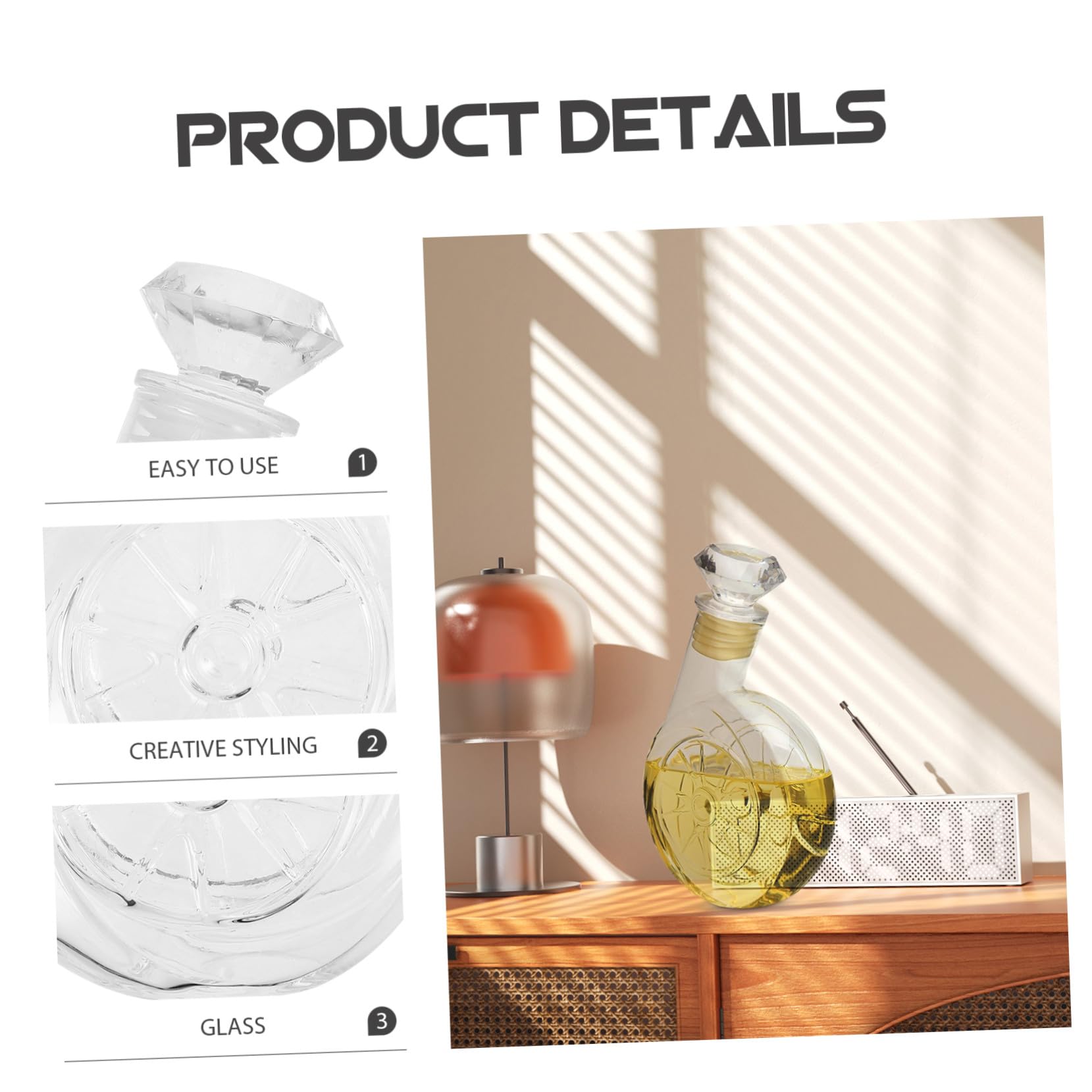 Caraffa Decanter Whisky in Vetro 500ml per Alcolici | 1 Pezzo, Uso Bar e Hotel, Contenitore per Versare e Conservare Liquori