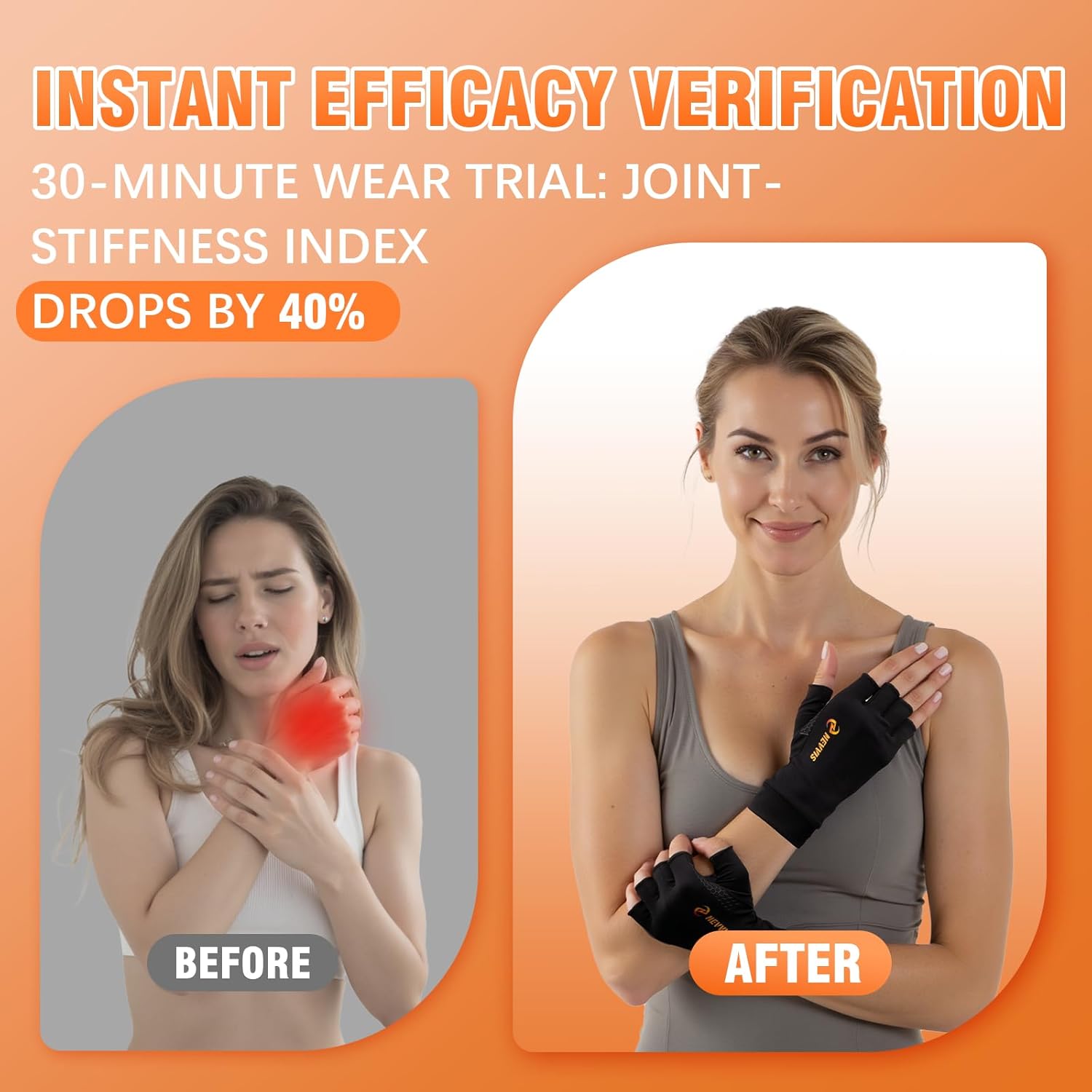 Compression Gloves Women Men, Arthritis Gloves for Women for Pain, Carpal Tunnel, Swelling Edema, Tendonitis...1 Pair - Image 7