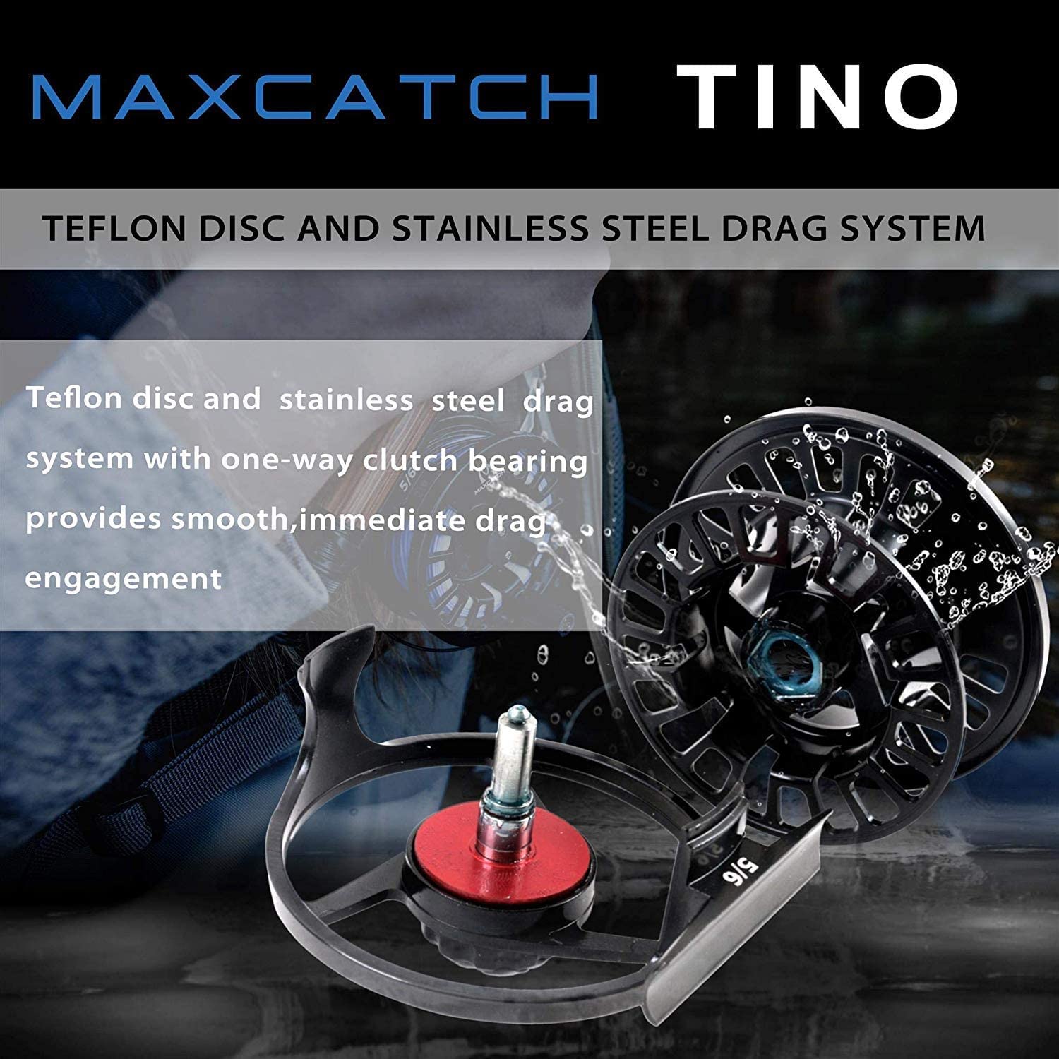Maximumcatch Tino Fliegenrolle Lila/Schwarz in 3/4, 5/6, 7/8wt, und Fliegenfischen Rolle mit Schnüre