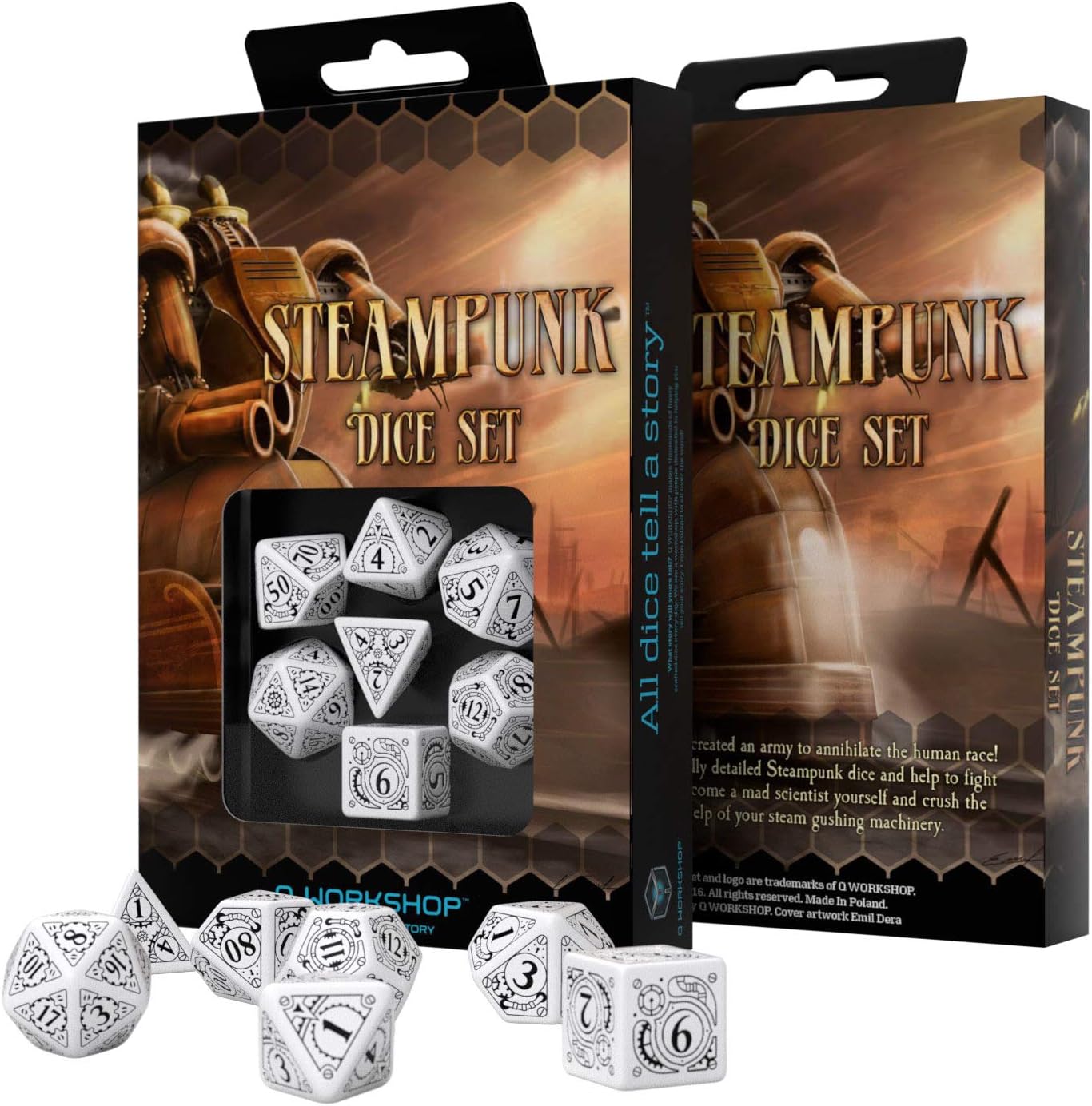 Steampunk Dice Set White - Black (7)