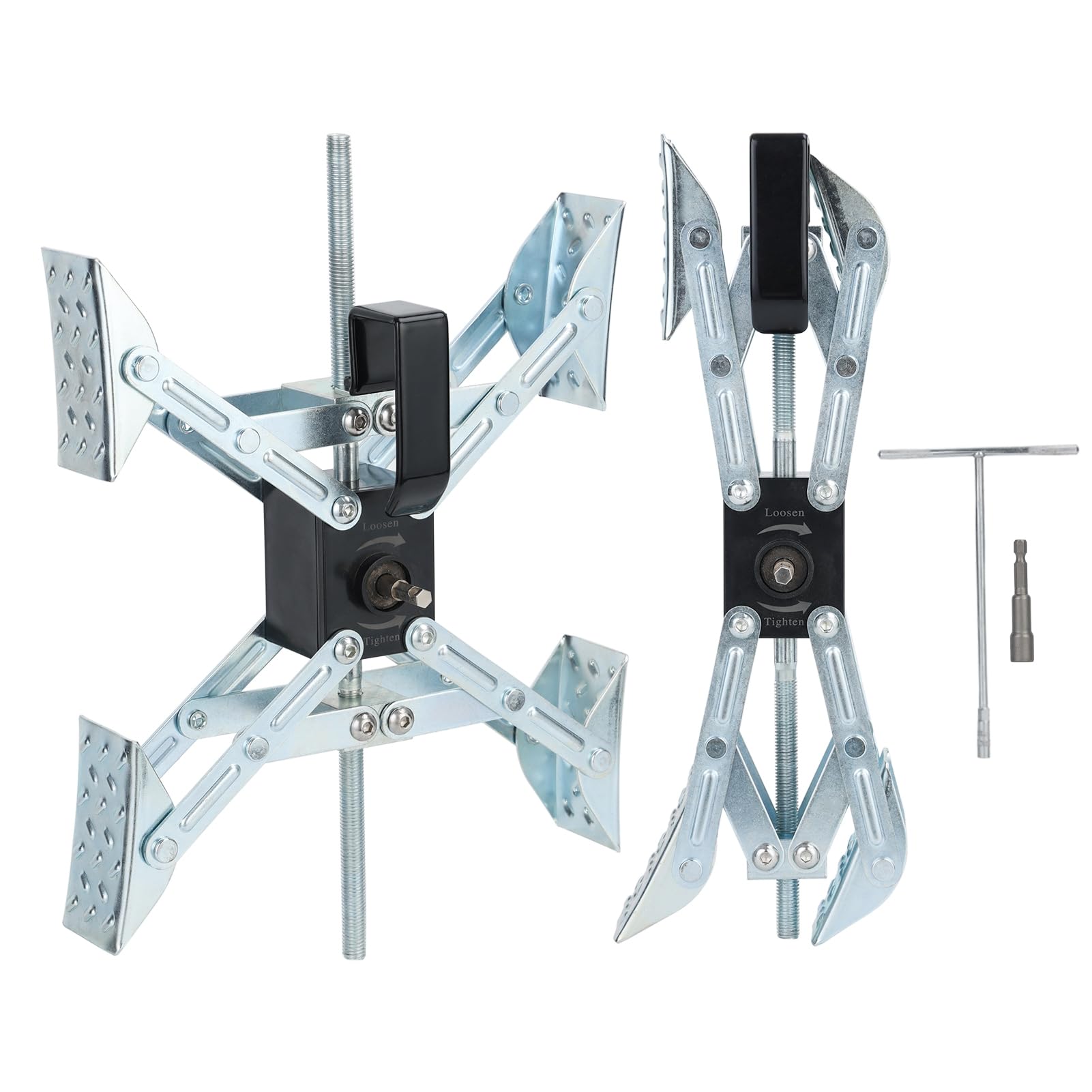 Yokawe Stabilizator koła, stabilizator koła w kształcie litery X, stabilizator koła do przyczepy podróżnej z adapterem klucza, srebrny