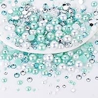 Vista 12 de 60g de perlas mixtas y diamantes de imitación para manualidades, diamantes de imitación de parte trasera plana y perlas para vasos, uñas, arte