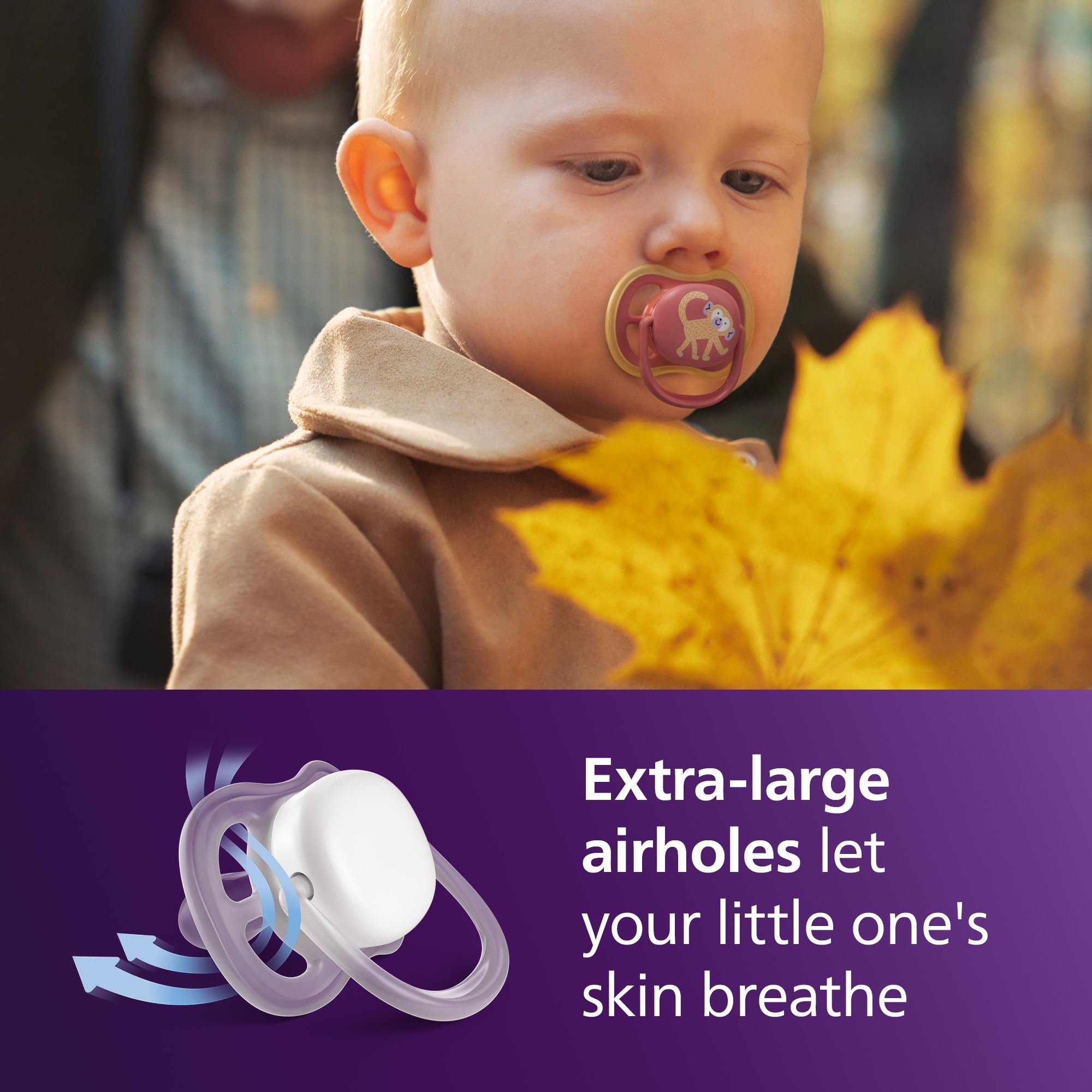 Philips Avent Ultra Air Soothers, Orthodontic Design, for Babies 18 Months+, Soft Silicone Symmetrical Teat, BPA-Free - Image 2