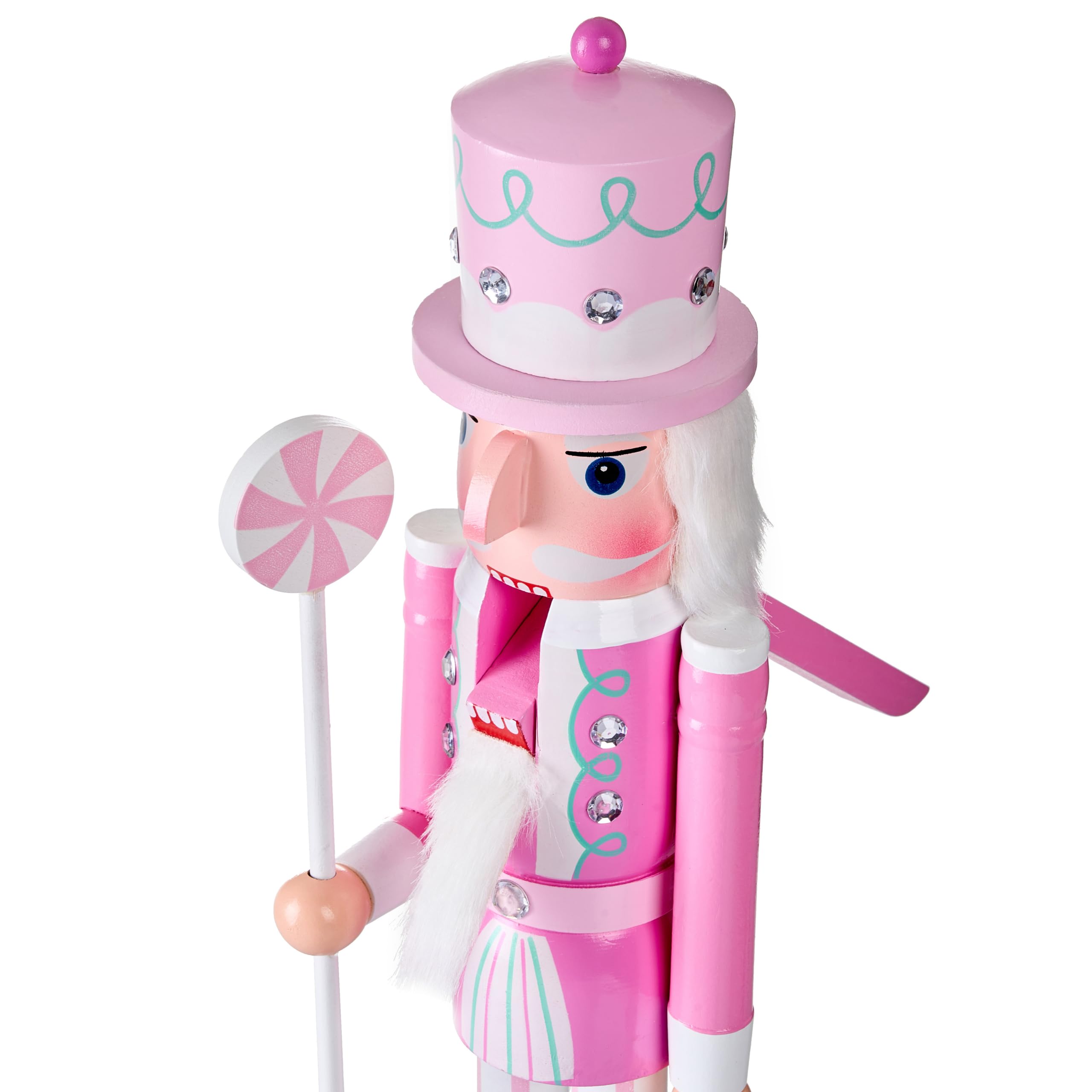 Beliani Figurine en Forme de Casse-Noisette en Bois de Pin Accessoire Décoration de Noël Fait Main Rose Dalalven