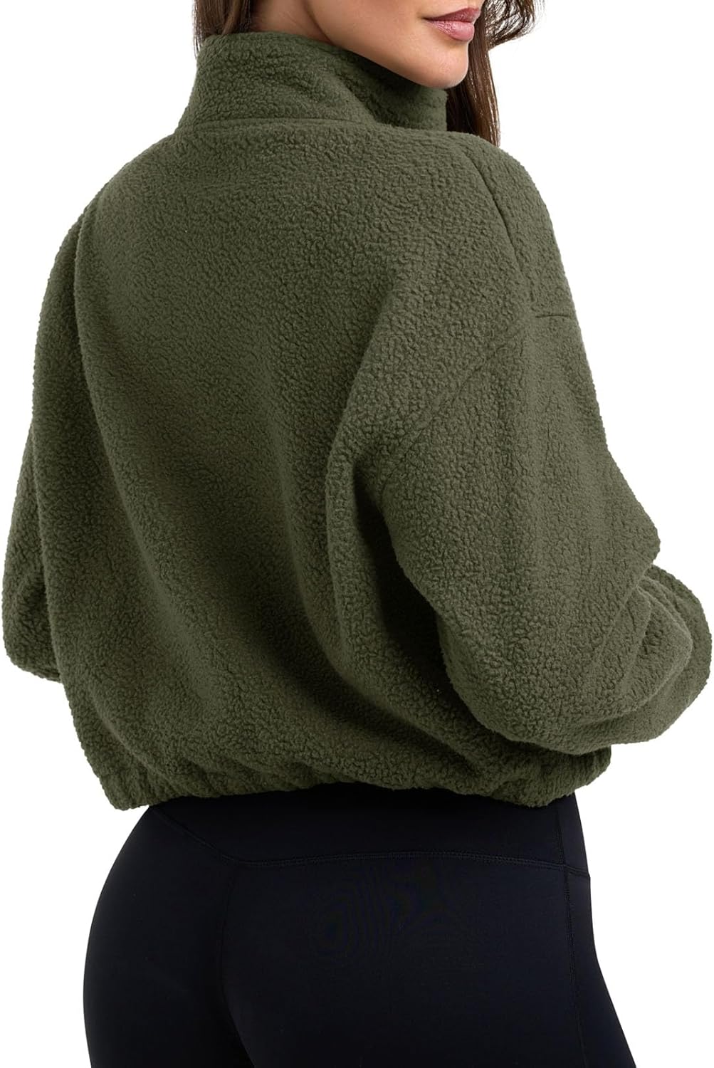 PINKMSTYLE Women Zip Up Fleece Sherpa Jacket Coat - Winter Warm Trendy Cropped Sweatshirt for Casual,Workout - Image 3