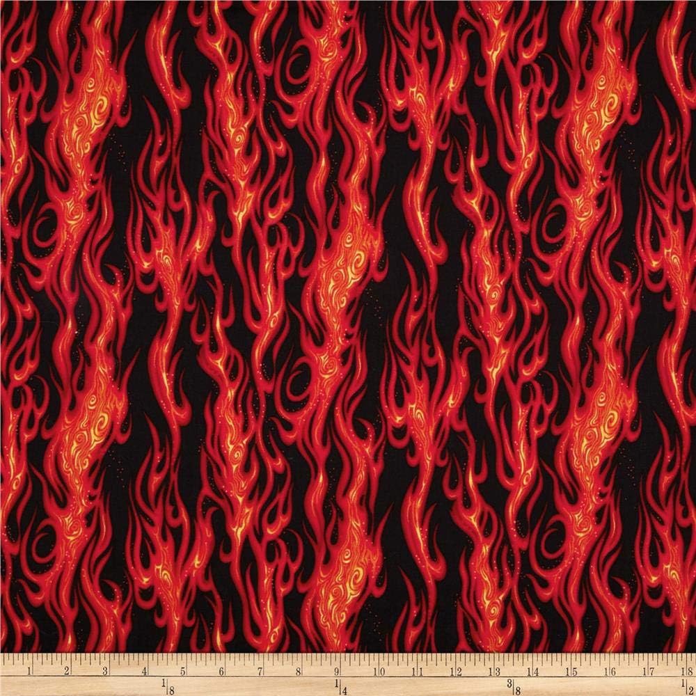 Robert KaufmanMovin On Flame Stripe Black Material Fabric By The Yard