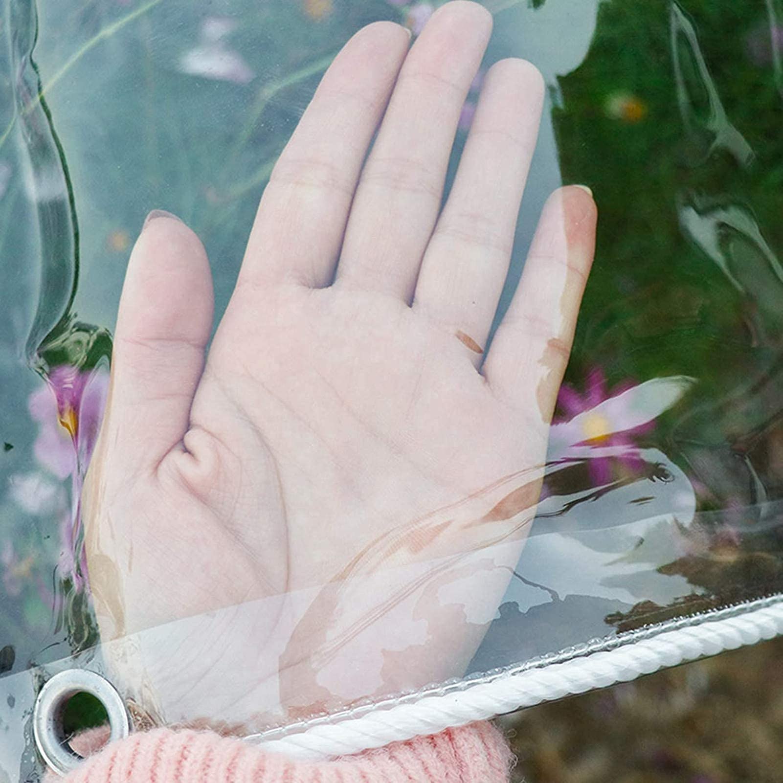 Lona impermeable transparente con ojales para protección de plantas y muebles de jardín, material de PVC (tamaño: 1,2 x 4 m)