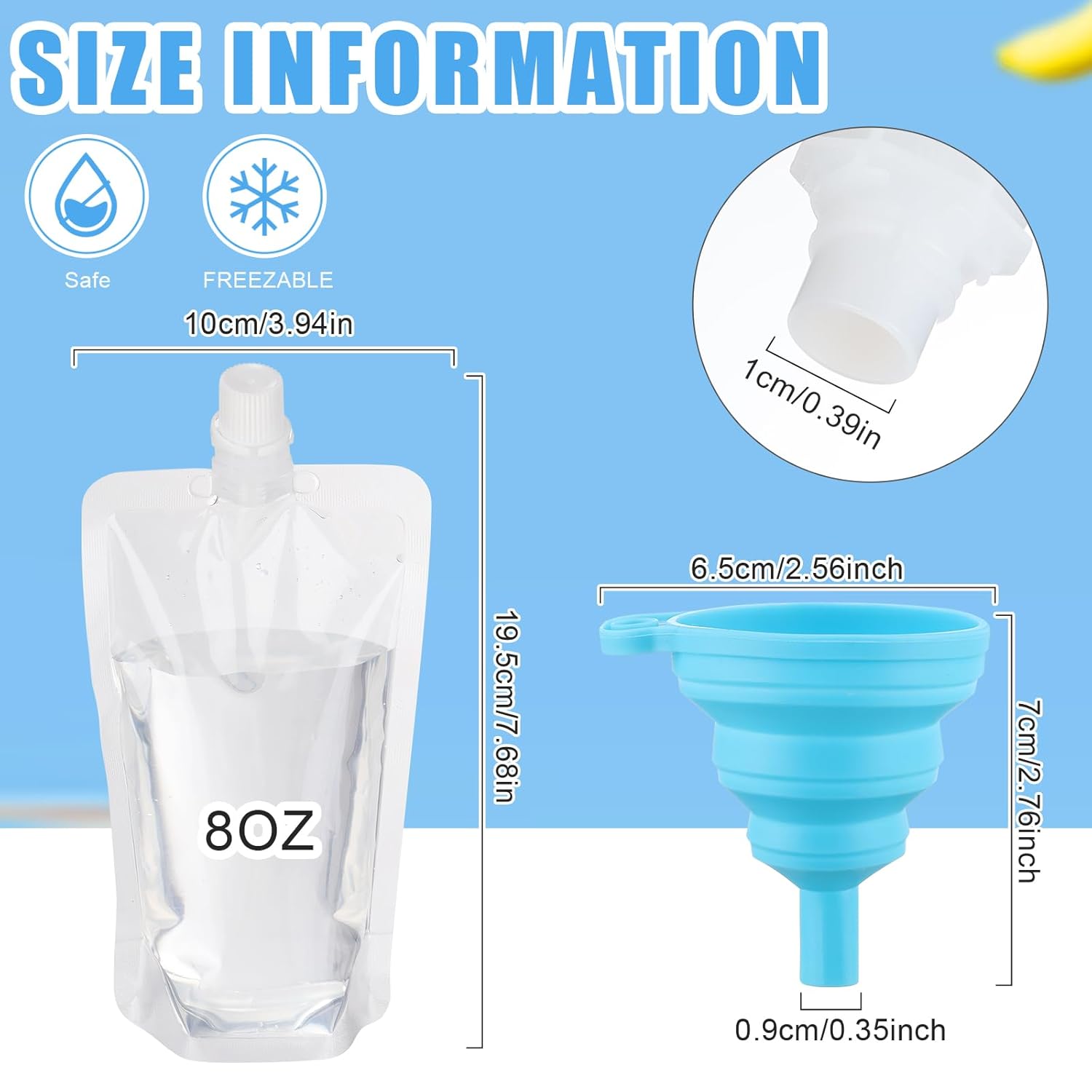 Patelai 300 Pieces Plastic Liquid Pouch Reusable Juice Pouches Travel Water Leak Proof Bags Bulk for Travel Outdoor (8 oz)