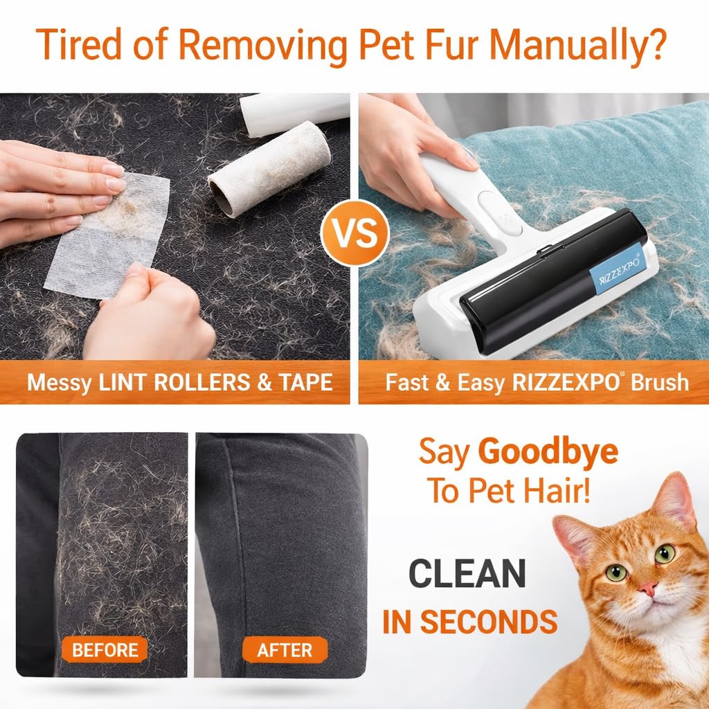 Herramienta para quitar pelo de mascotas, rodillo de pelusas para pelo de gatos y perros, ideal para muebles, alfombras, ropa y ropa de cama, removedor de pelo de mascotas, removedor de pelo