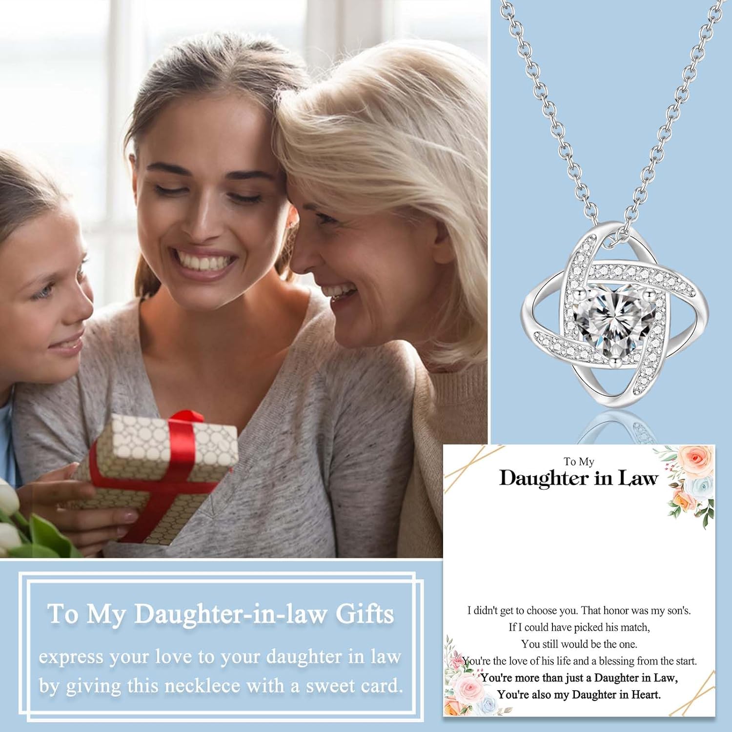 Infinity Necklace Gifts for Mother in Law/ Sister in Law/ Daughter in Law/ Bonus Mom/ Step Mom -Jewerly Present as Christmas Birthday Mothers Day Valentines Day Easter Gift Stocking Stuffers for Women - Image 2