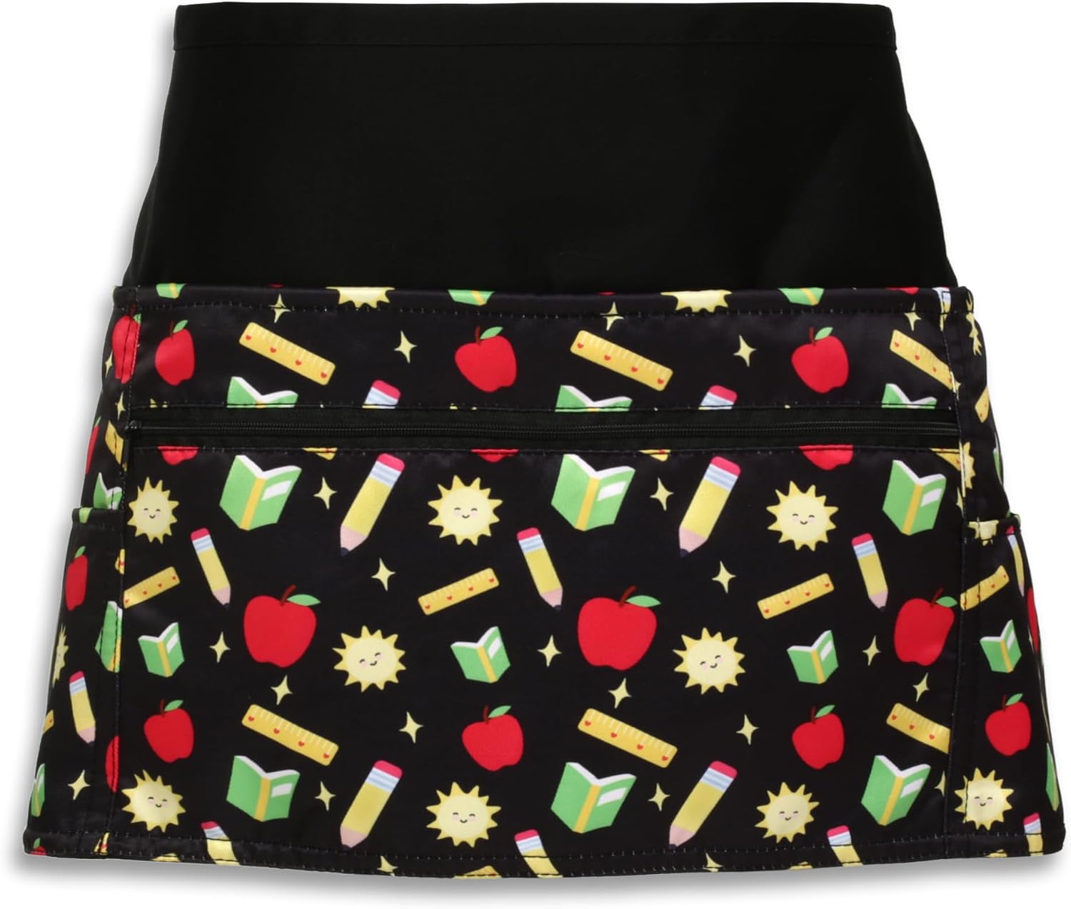 Zipper Apron for Teachers 6 Pocket Water Resistant Apron Classroom Print | Classroom Print, Zipper Security Pouch, Adjustable Fit, Multi-Use (Craft, Vendor, Server)