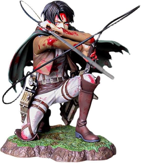 ReadJade Attack on Titan Levi Ackerman Action Figure Mobile Combat Version Pop Figure Captain Levi Injured Figure PVC Statue Gifts to Collect Anime Statues Model Decoration 17cm