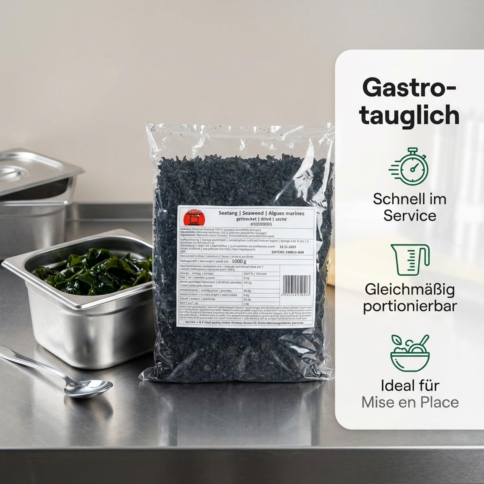 Takori Wakame Flocken für Miso-Suppe 10x 1 kg, Seetang getrocknet für asiatische Küche, vegan und glutenfrei