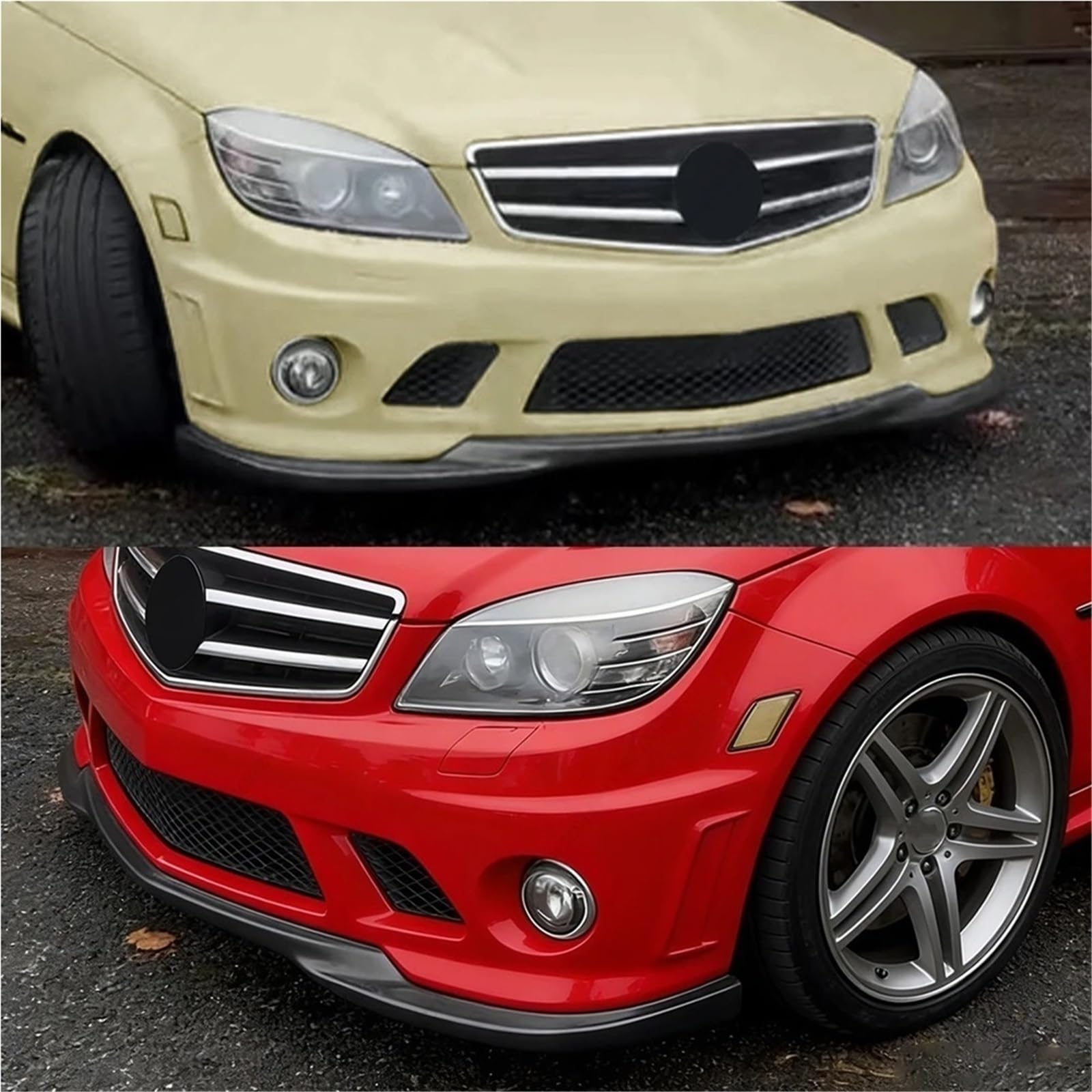 Przedni spoiler Splitter spojler zderzaka kompatybilny z Mercedes Benz AMG C63 W204 2007-2010 podbródek osłona zaporowa powietrza akcesoria tuningowe(Carbon Look)