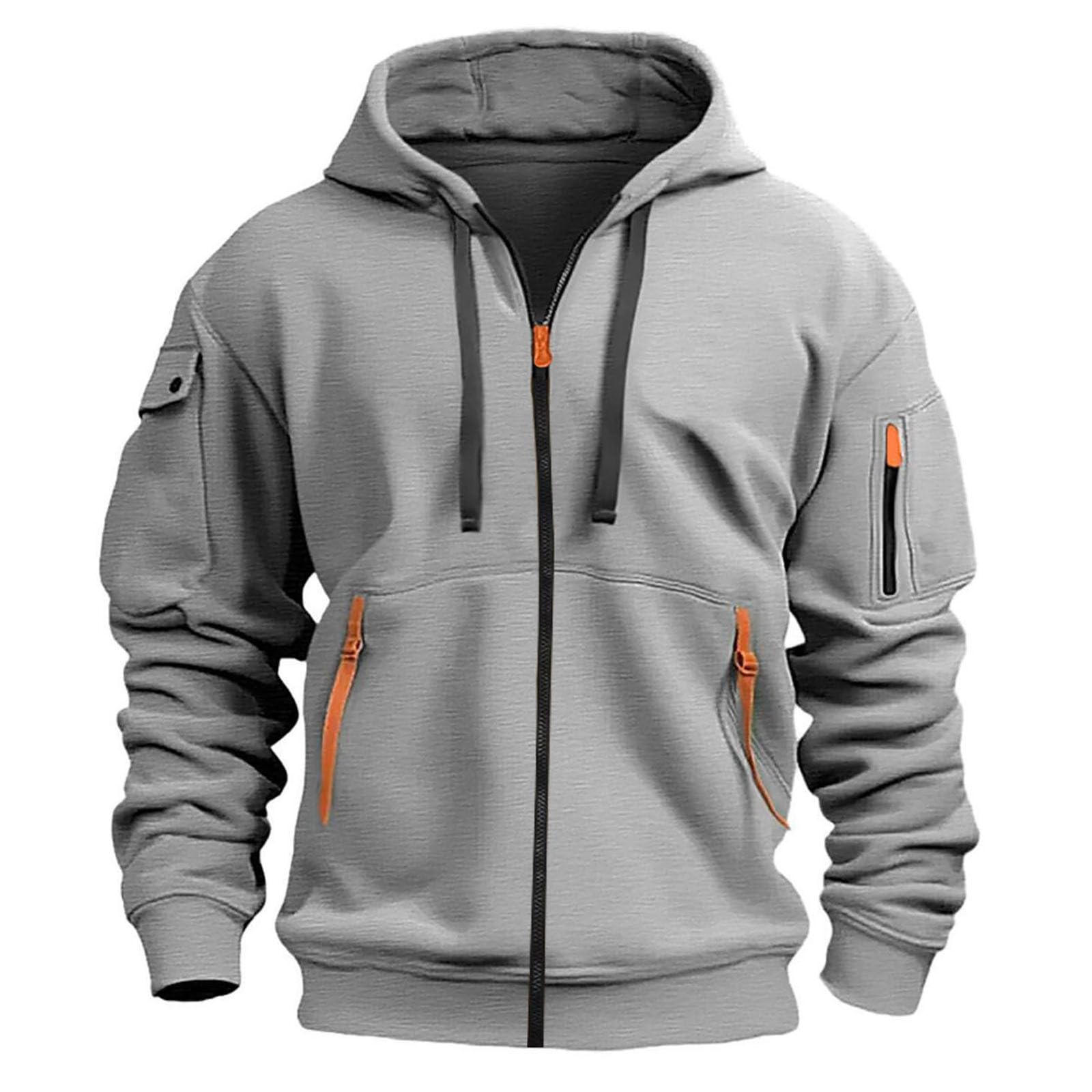 Generisch Męska bluza z kapturem, zapinana na zamek błyskawiczny, oversize, jednokolorowa, Y2K basic, wygodna kurtka z kapturem z kieszeniami, na co dzień, outdoorowy sweter zimowy