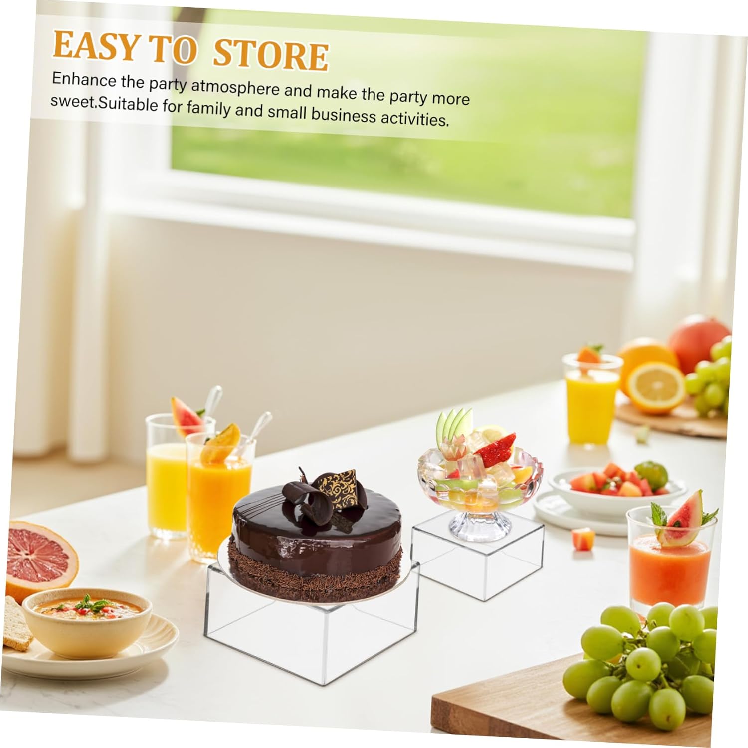 Cabilock 1 Set Acrylic Dessert Stands Transparent Pastry Riser for Cake Display at Birthday Wedding Shower Elegant Food Riser for Buffet and Tea Party