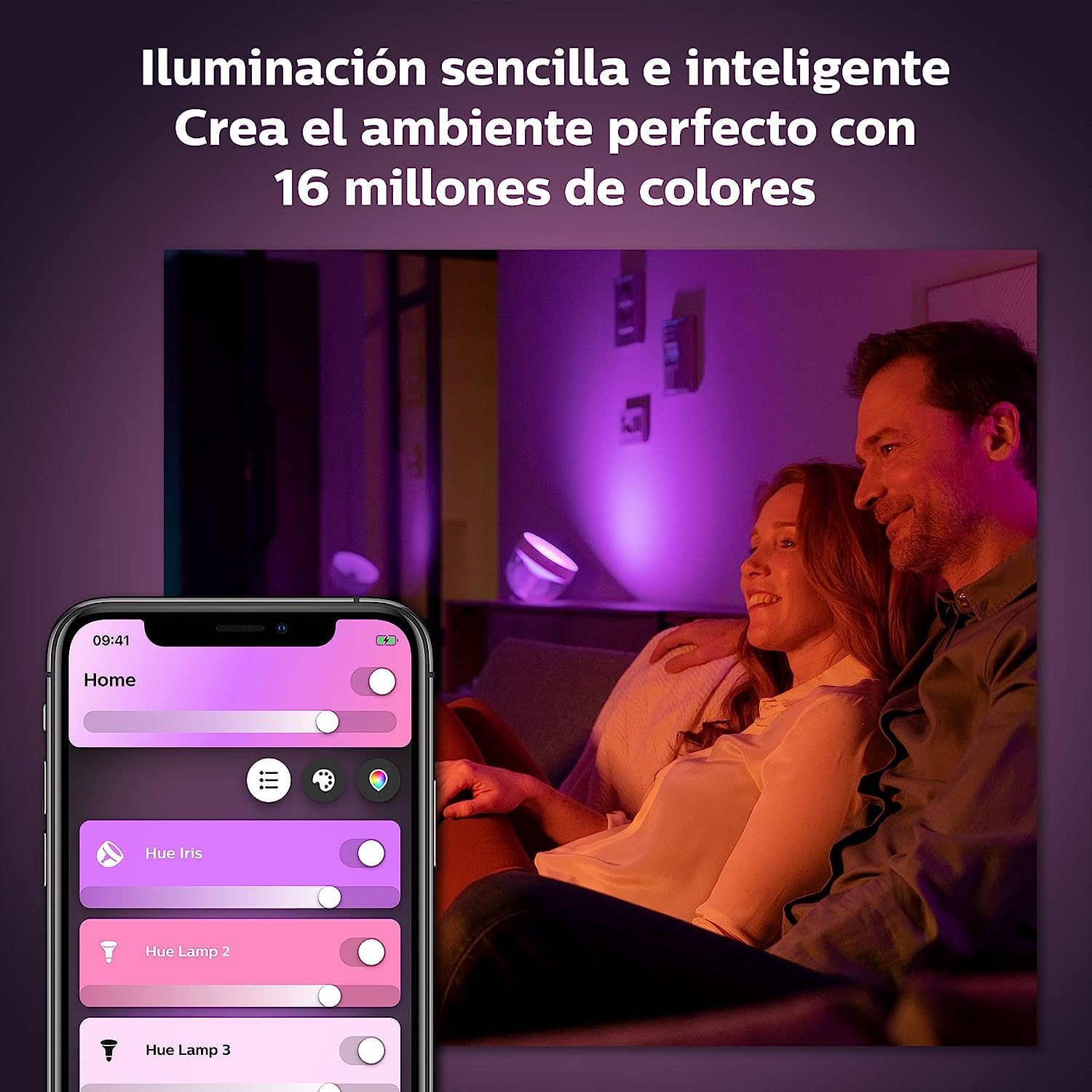 Philips Hue Lámpara, Hue Liane, Aplique Mural LED Inteligente, Luz Blanca, Compatible con Alexa y Google Home, Color Negro