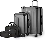 Amazon Basics 3-Piece Luggage Set, Including Carry-On Luggage (22" Expandable Hardside Suitcase With 8 Spinner Wheels), 15" Tote Bag, and 10" Compact Travel Bag, Black