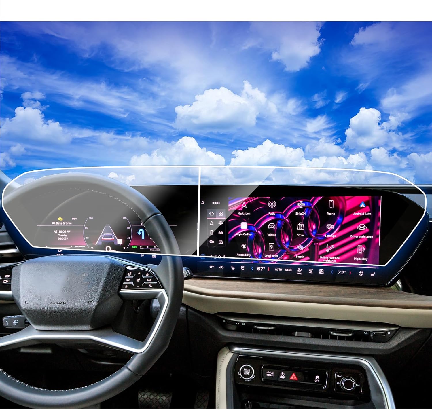 2pcs 2026 2025 Audi Q5/Q6 e-tron Sportback Screen Protector for 2026 2025 Audi Q5 SQ5/Q6 SQ6 e-tron Sportback 14.5 Inch Touchscreen & 11.9 Inch Instrument Tempered Glass