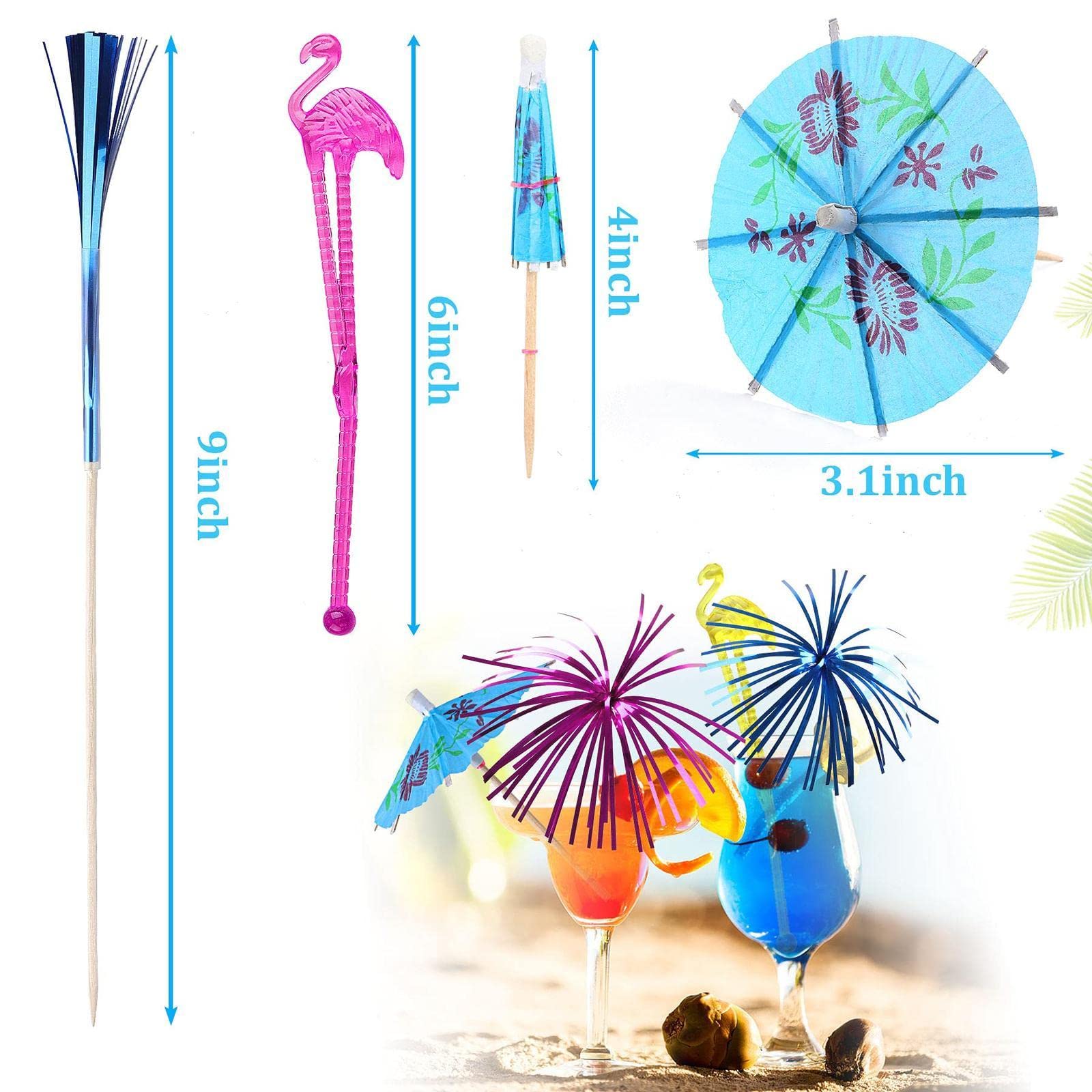 Lot De 40 Accessoires Cocktail Tropical – 20 Flamants Roses + 20 Parapluies Colorés Pour Fêtes D'Été