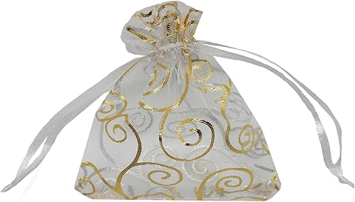 Bolsitas de organza transparentes con impresión de ratán Ankirol, ideales para bodas y fiestas del bebé, para regalos o muestras (100 unidades)