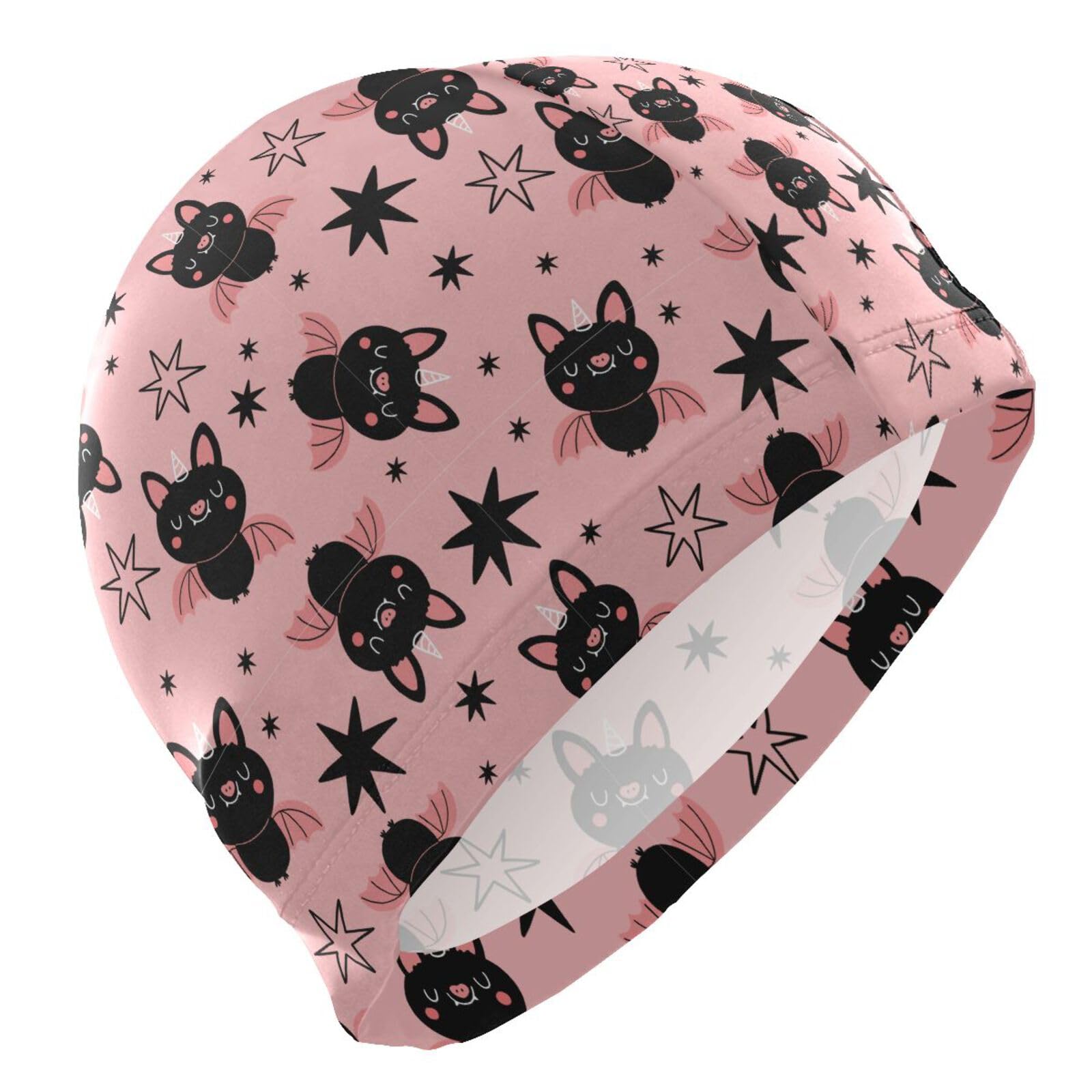 Dallonan Swimming Cap Unisex Adult Swim Cap Happy Halloween Cute Cat Polyester