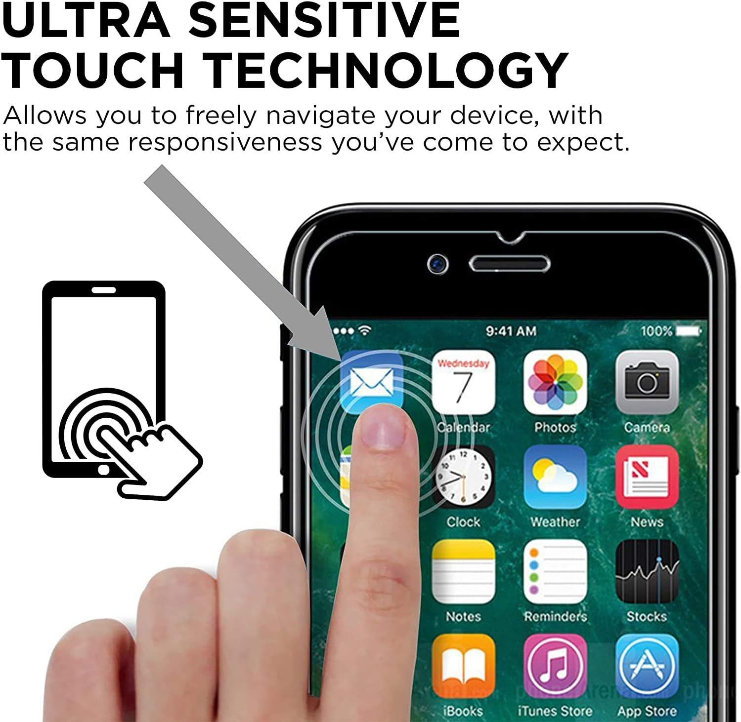 Aduro Screen Protector for Apple iPhone SE2/8/7/6/6s 4.7-inch (NOT Plus), Shatterguardz Tempered Glass Shatter Proof Film, 3 Pack