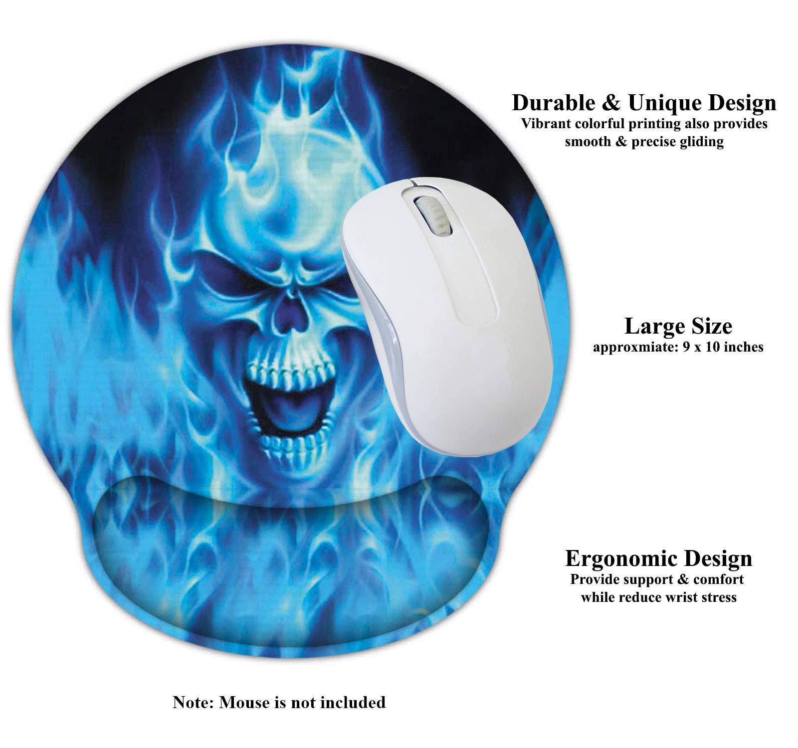 Meffort Ergonomic Mouse Pad With Wrist Rest - Teal Blue Butterflies Design Office Comfort