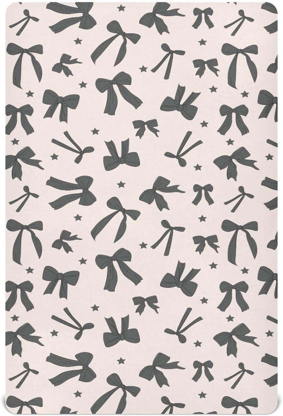 Baby Crib Sheets Black Cute Bow Crib Sheets for Boys Girls,Neutral Bassinet Toddler Bed Play Sheets Breathable Soft and Portable 52 * 28 * 9in