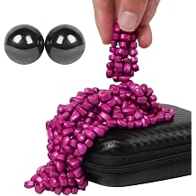 Umnodobn Cool Fidget Magnet Ferrite Putty, Slime Putty, Hematite Magnetic Stones Eggs with 1.26 inch Magnet Balls, Anti Anxiety Desk Toy, Stress Relief EDC Toy Atuism Slime Putty Pink